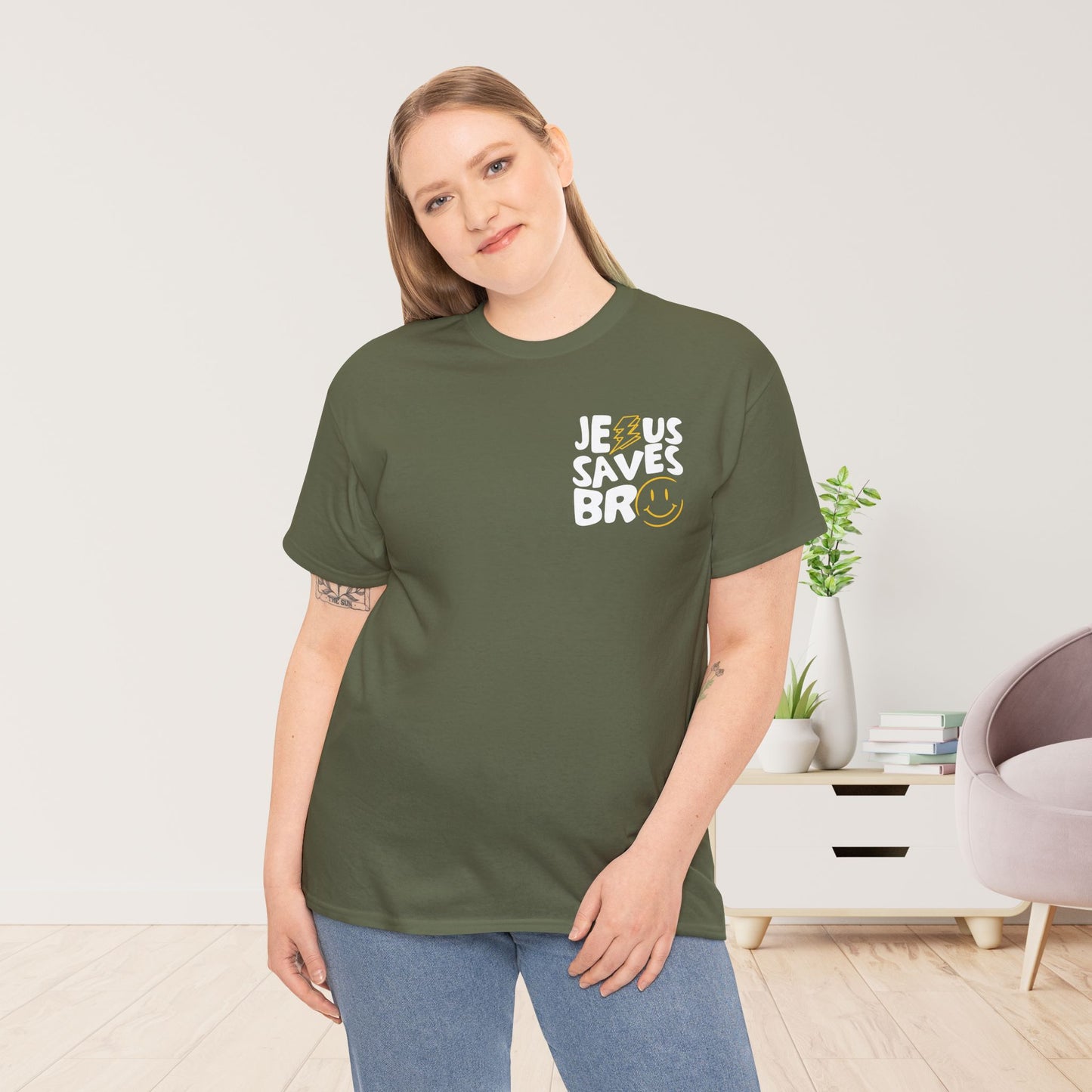 Jesus Saves Bro Heavy Cotton Tee