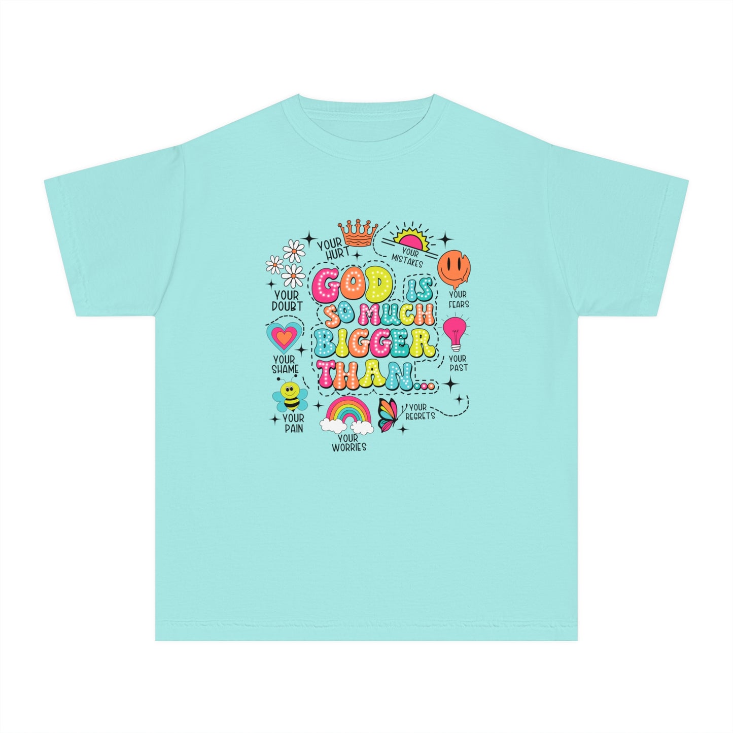 God Is So Much Bigger Comfort Colors Youth Christian Shirt