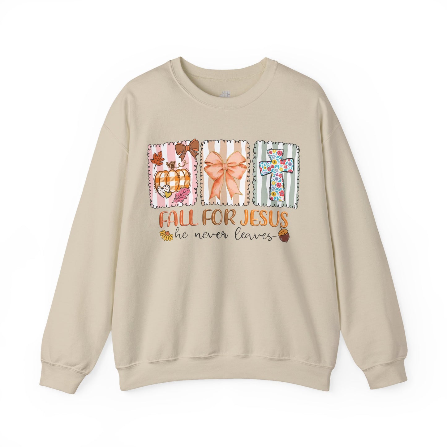 Fall For Jesus He Never Leaves Christian Sweatshirt - Christian Pullover