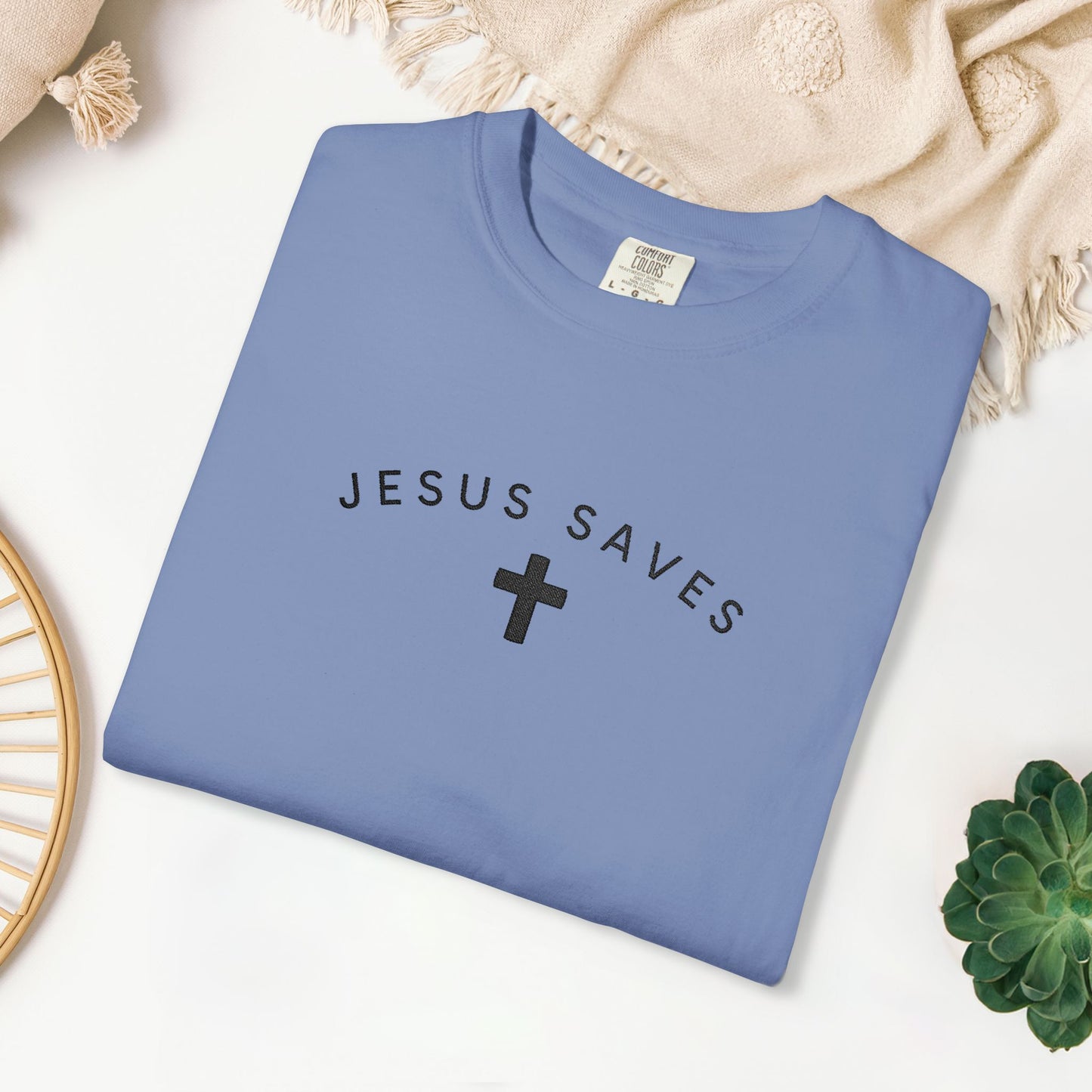 Embroidered Jesus Saves Comfort Colors Shirt