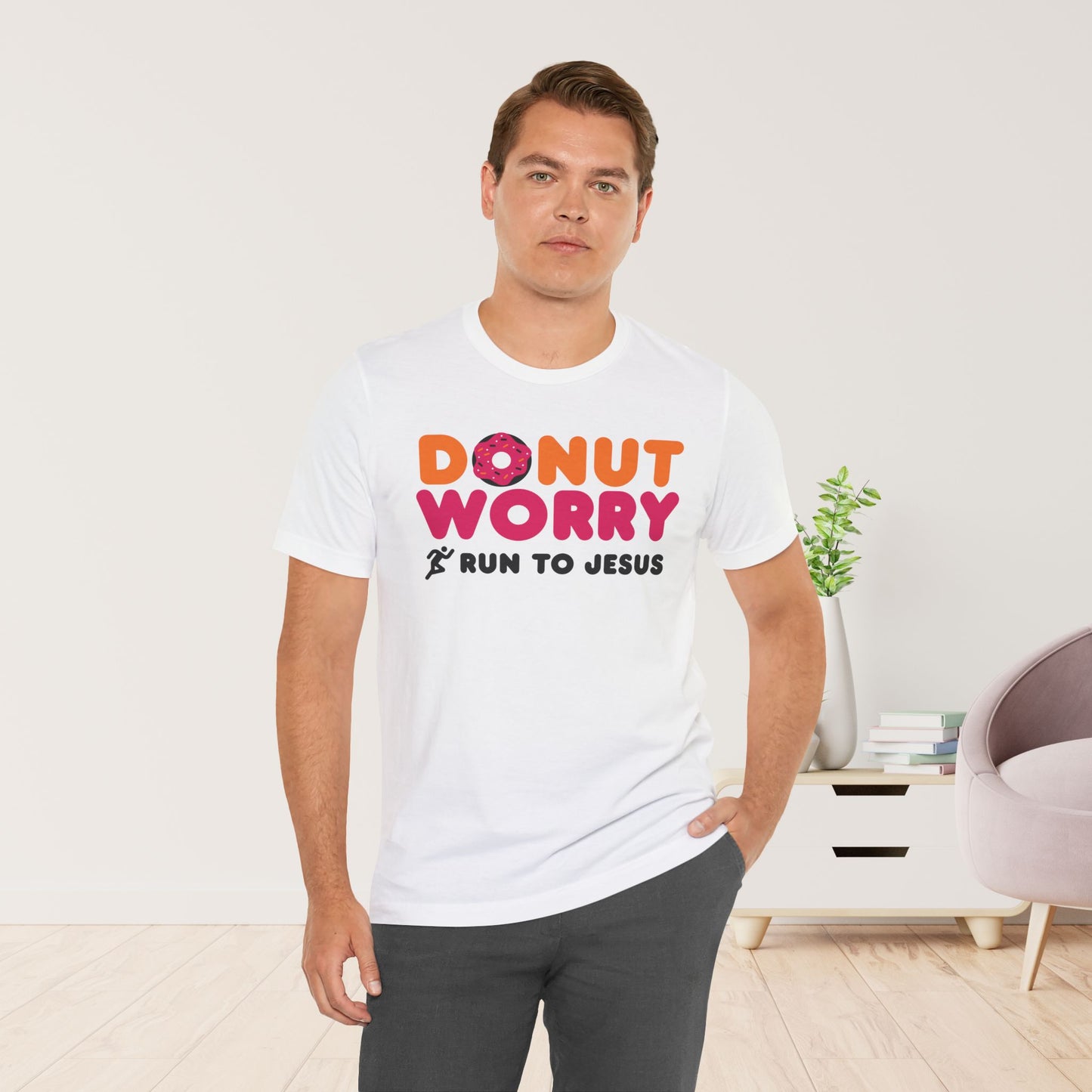 Donut Worry Run to Jesus Soft Cotton Tee