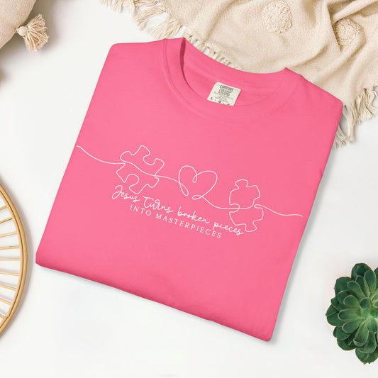 Jesus Turns Broke Pieces Into Masterpieces Comfort Colors Shirt