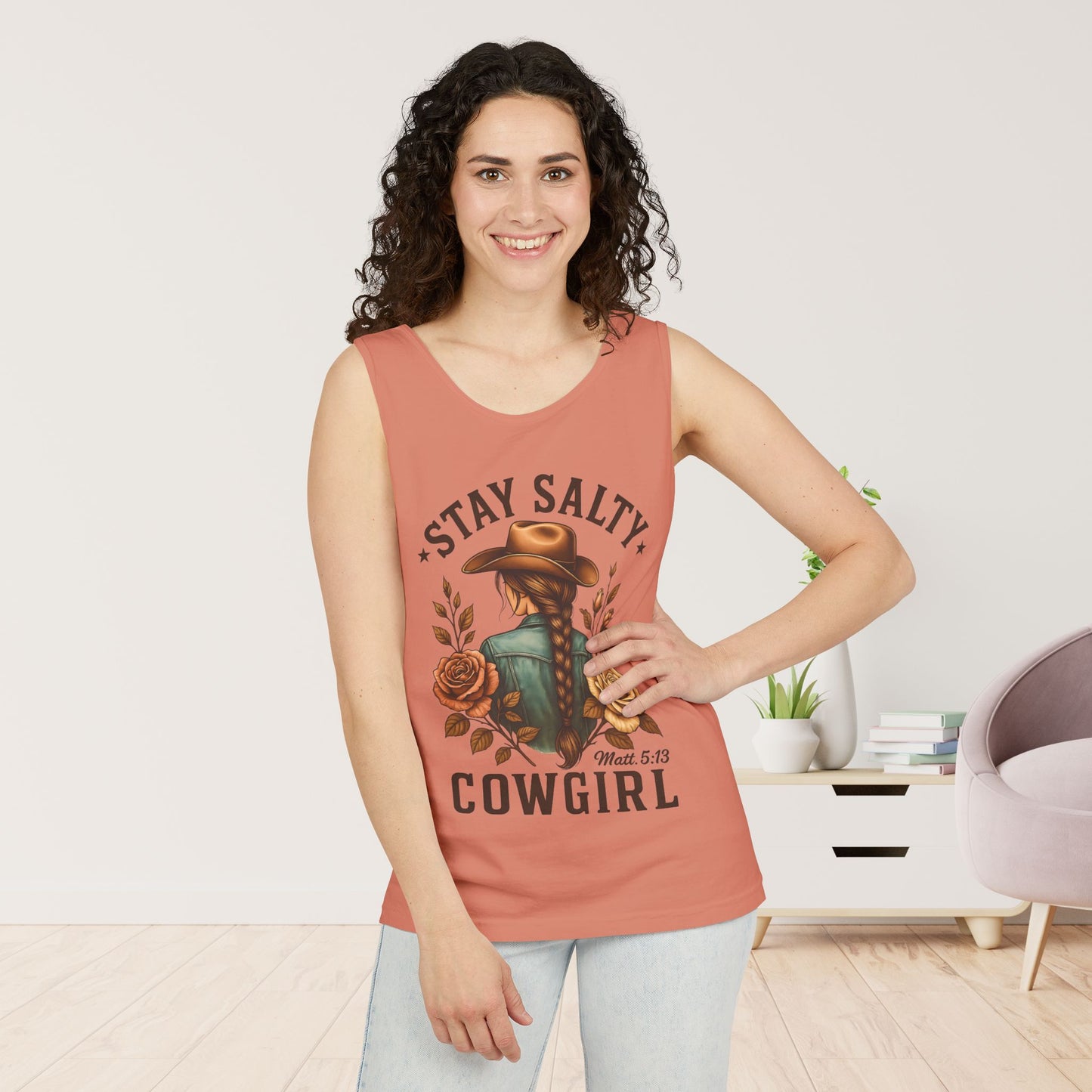 Stay Salty Cowgirl Comfort Colors Garment-Dyed Tank Top