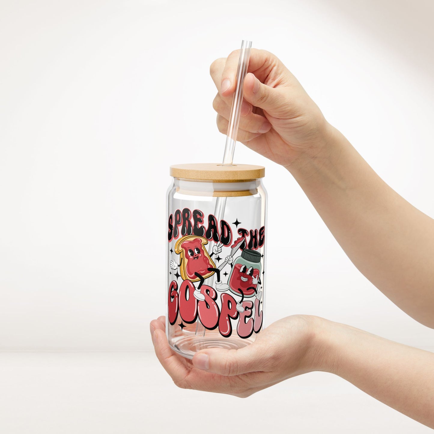 Spread the Gospel Sipper Glass with Bamboo Lid & Straw - 16 oz