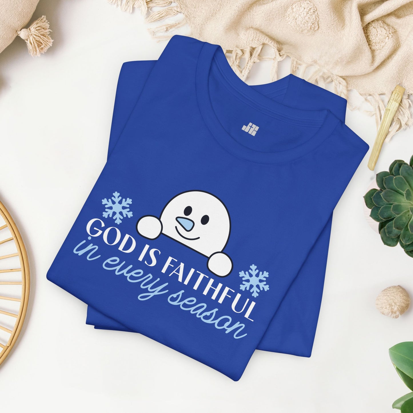 God is Faithful in Every Season Soft Cotton Tee - Christian Christmas Shirt