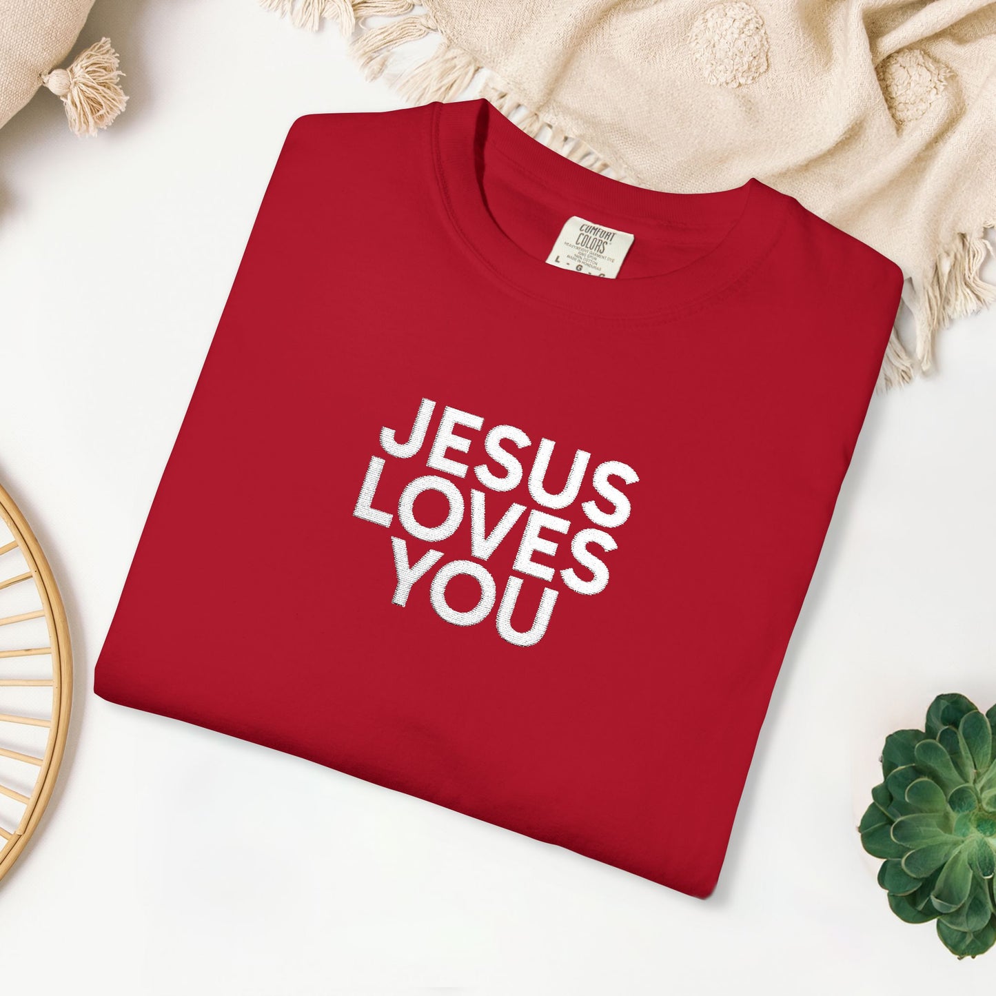 Jesus Loves You Embroidered Comfort Colors Shirt