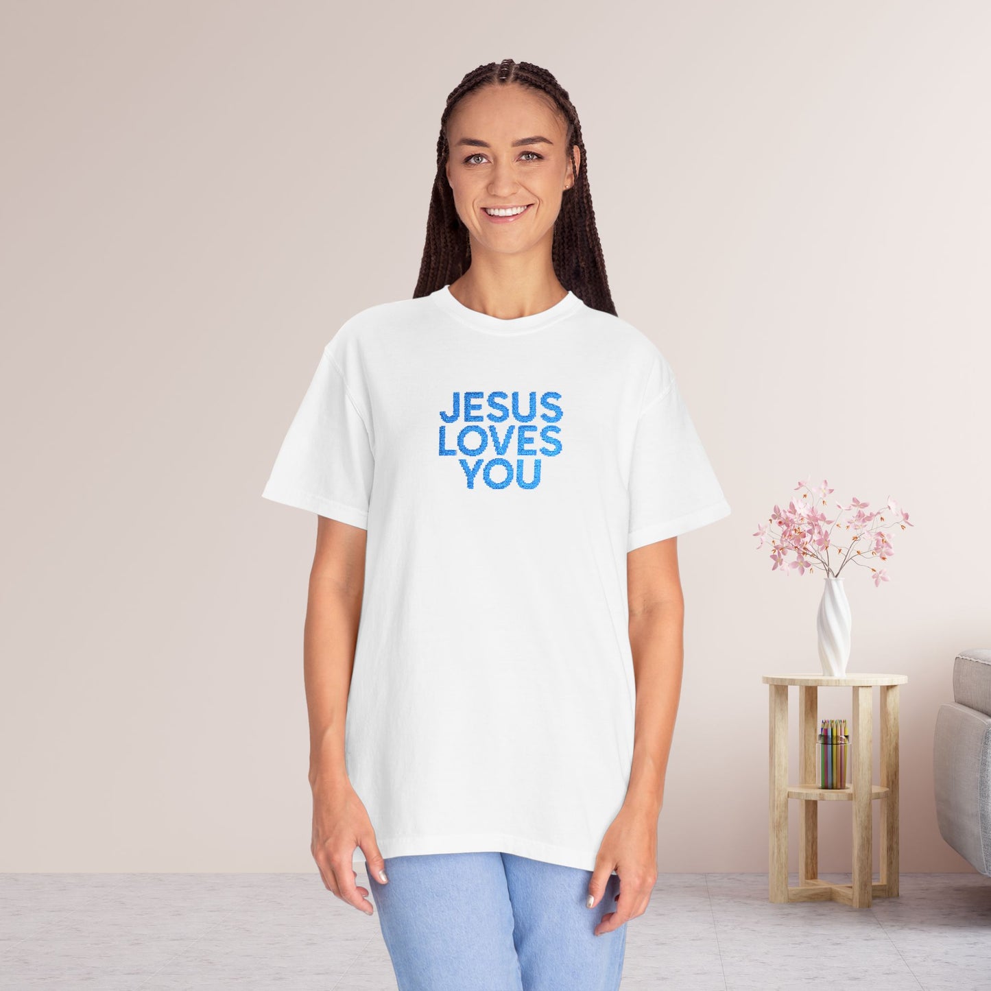 Jesus Loves You Embroidered Comfort Colors Shirt