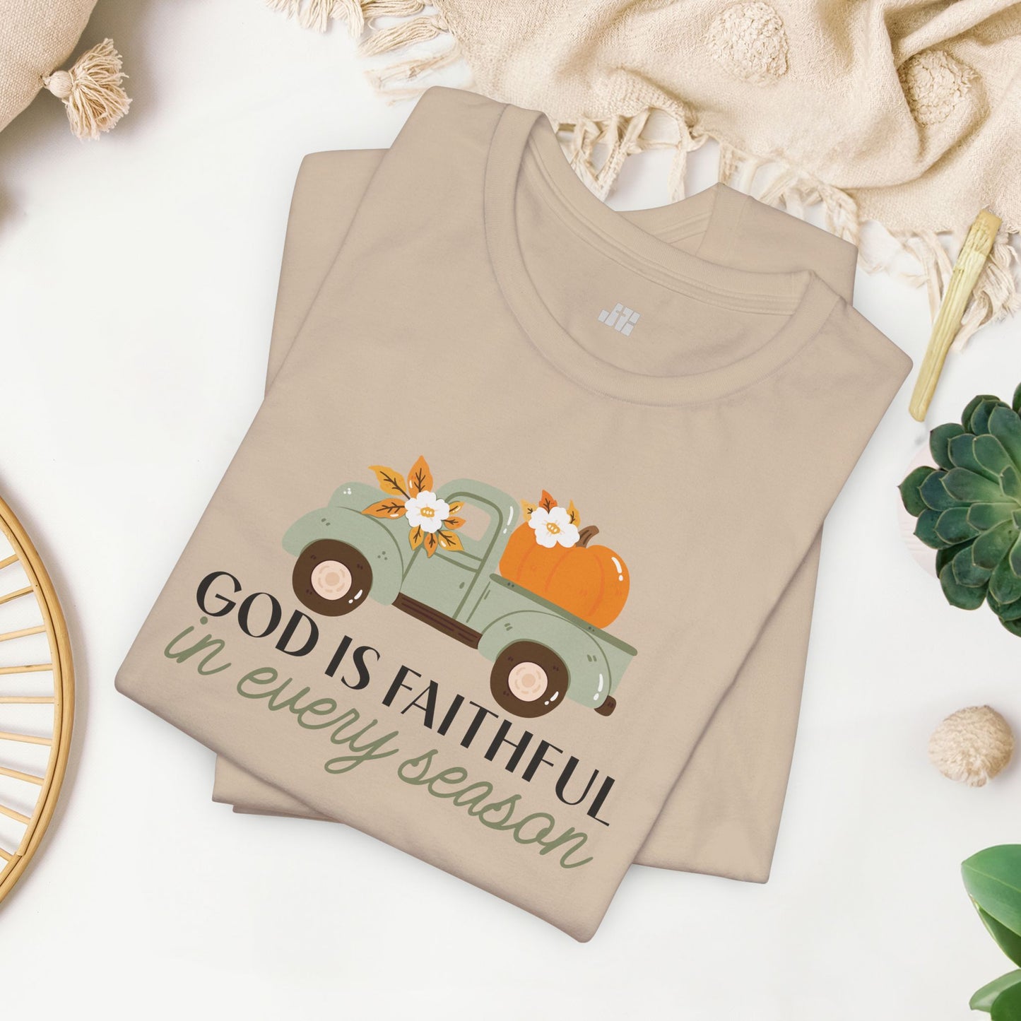 God is Faithful in Every Season Soft Cotton Tee - Fall Christian Tee