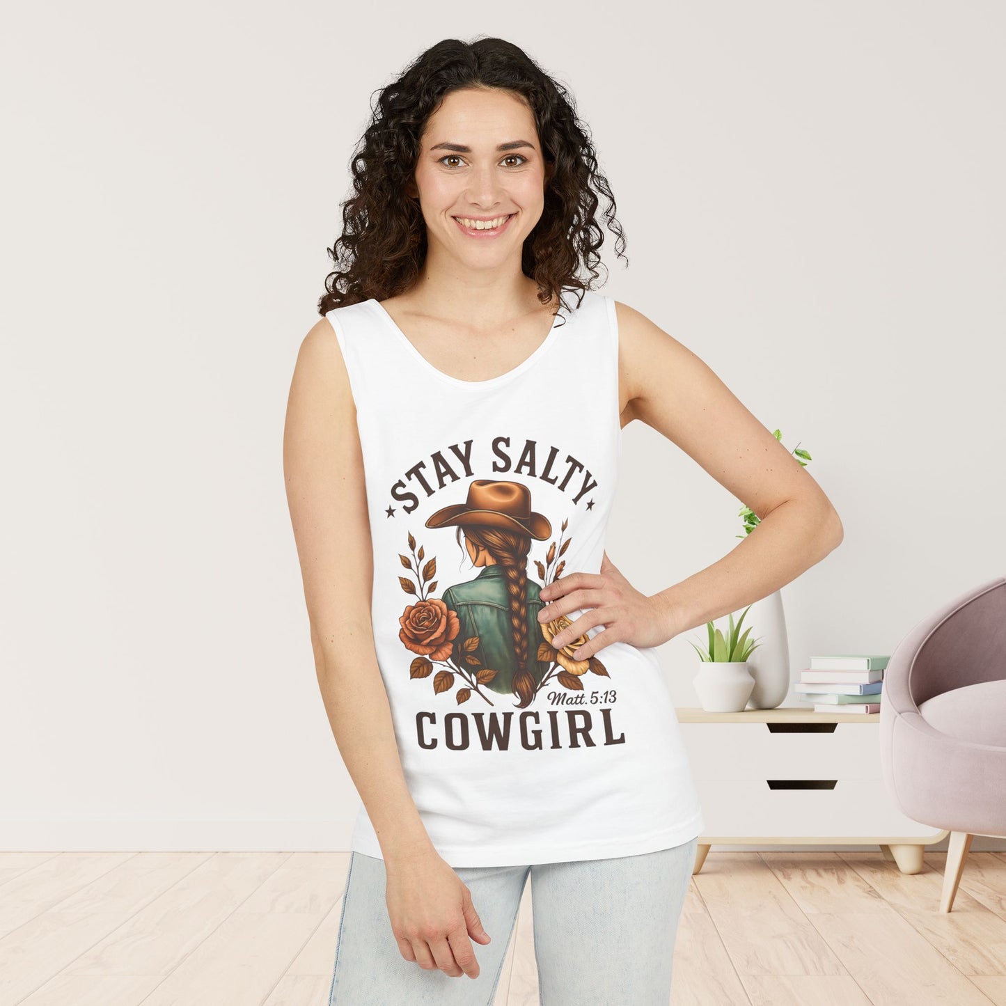 Stay Salty Cowgirl Comfort Colors Garment-Dyed Tank Top