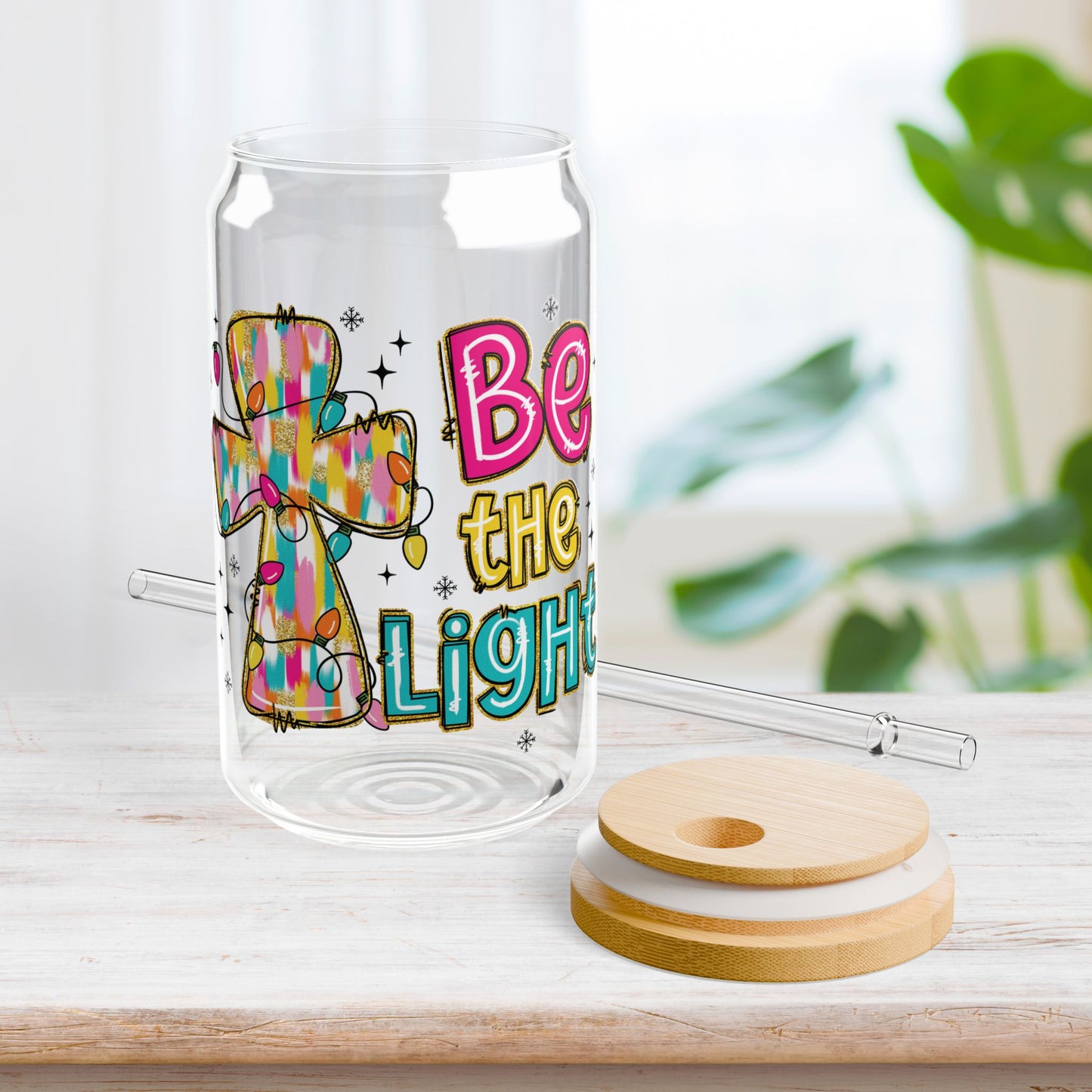 Be The Light Sipper Glass with Bamboo Lid & Straw - 16 oz