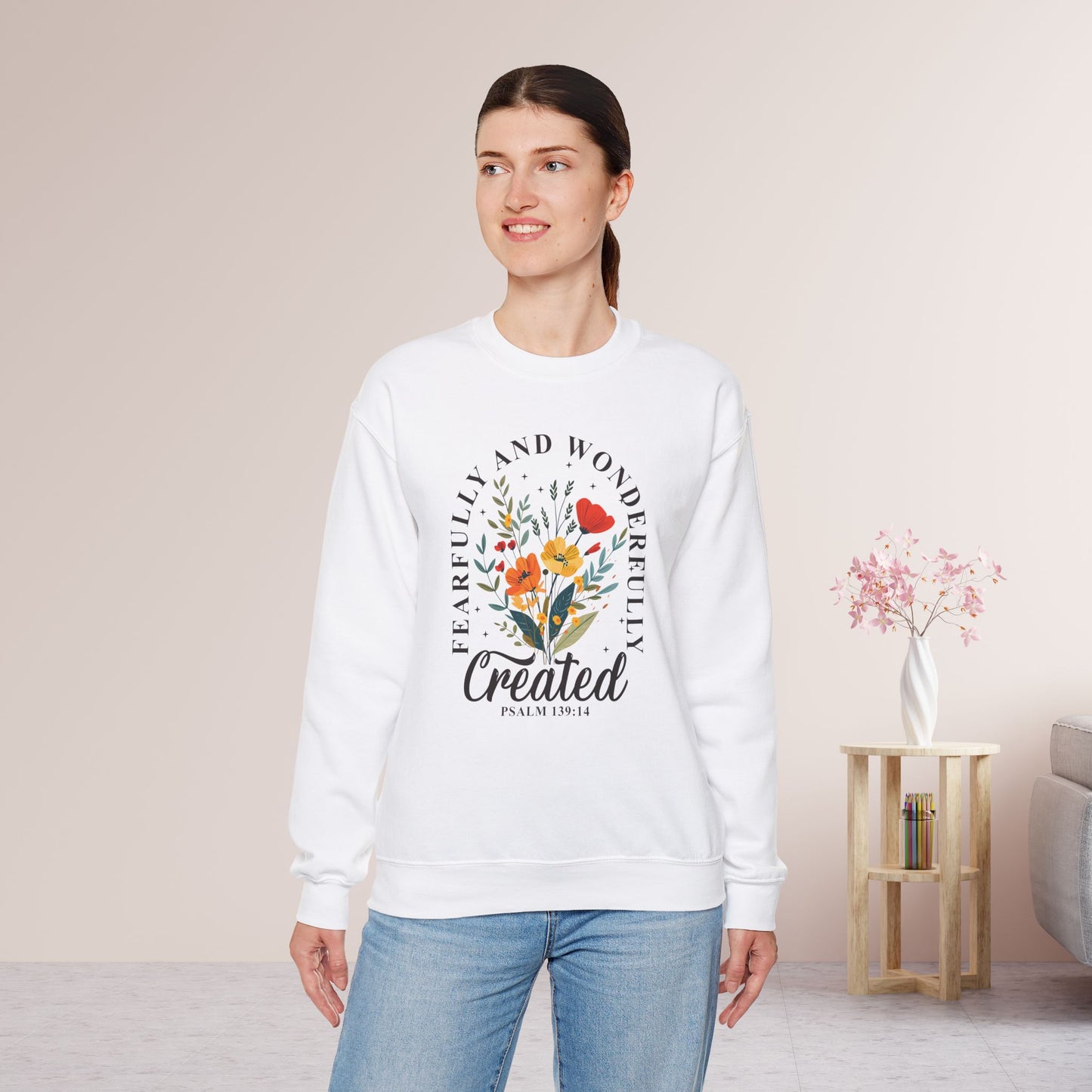 Fearfully and Wonderfully Created Psalm 139:14 Sweatshirt - Christian Mom Sweatshirt