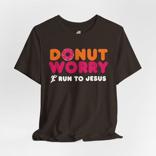Donut Worry Run to Jesus Soft Cotton Tee