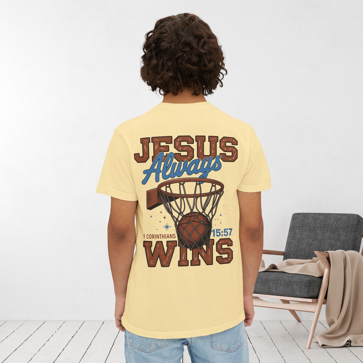 Jesus Always Wins Comfort Colors Pocket T-Shirt