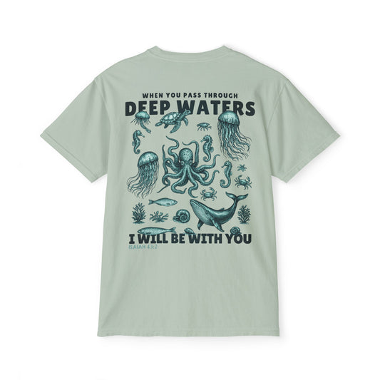 When You Pass Through Deep Water I Will Be With You Comfort Colors Pocket T-Shirt