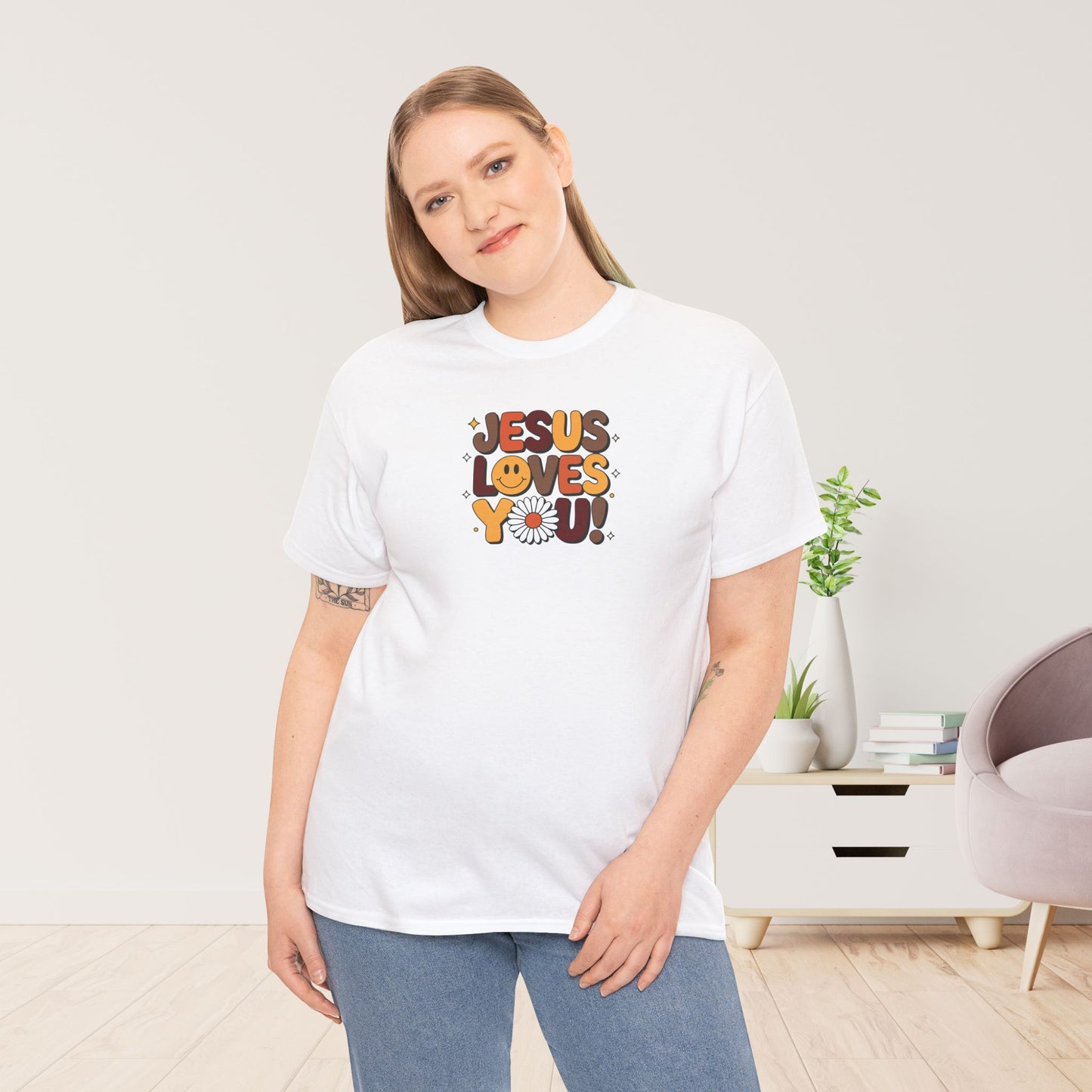 Jesus Loves You Heavy Cotton Tee