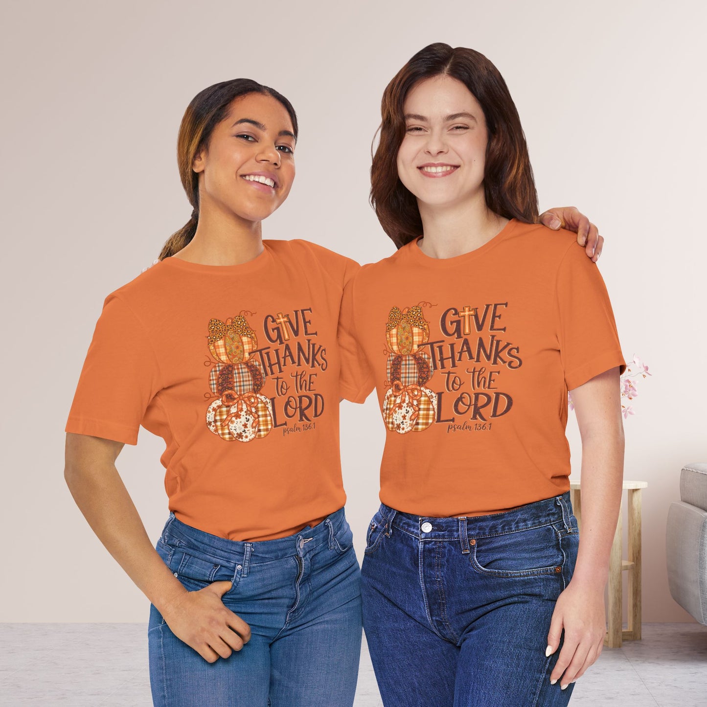 Give Thanks to The Lord Soft Cotton Tee - Fall Christian Tee