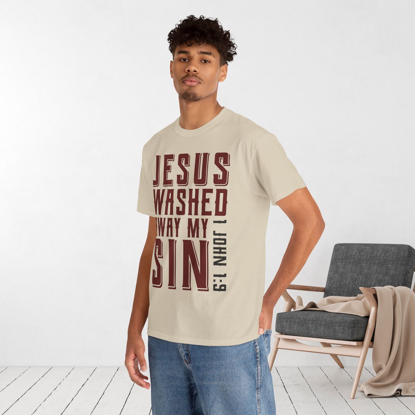 Jesus Washed Away My Sin Heavy Cotton Tee