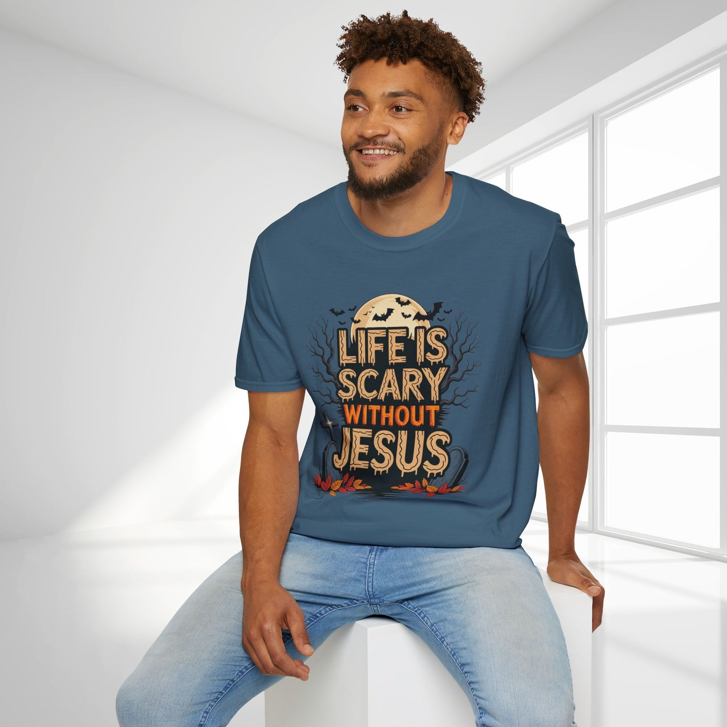 Life is Scary Without Jesus Softstyle T-shirt