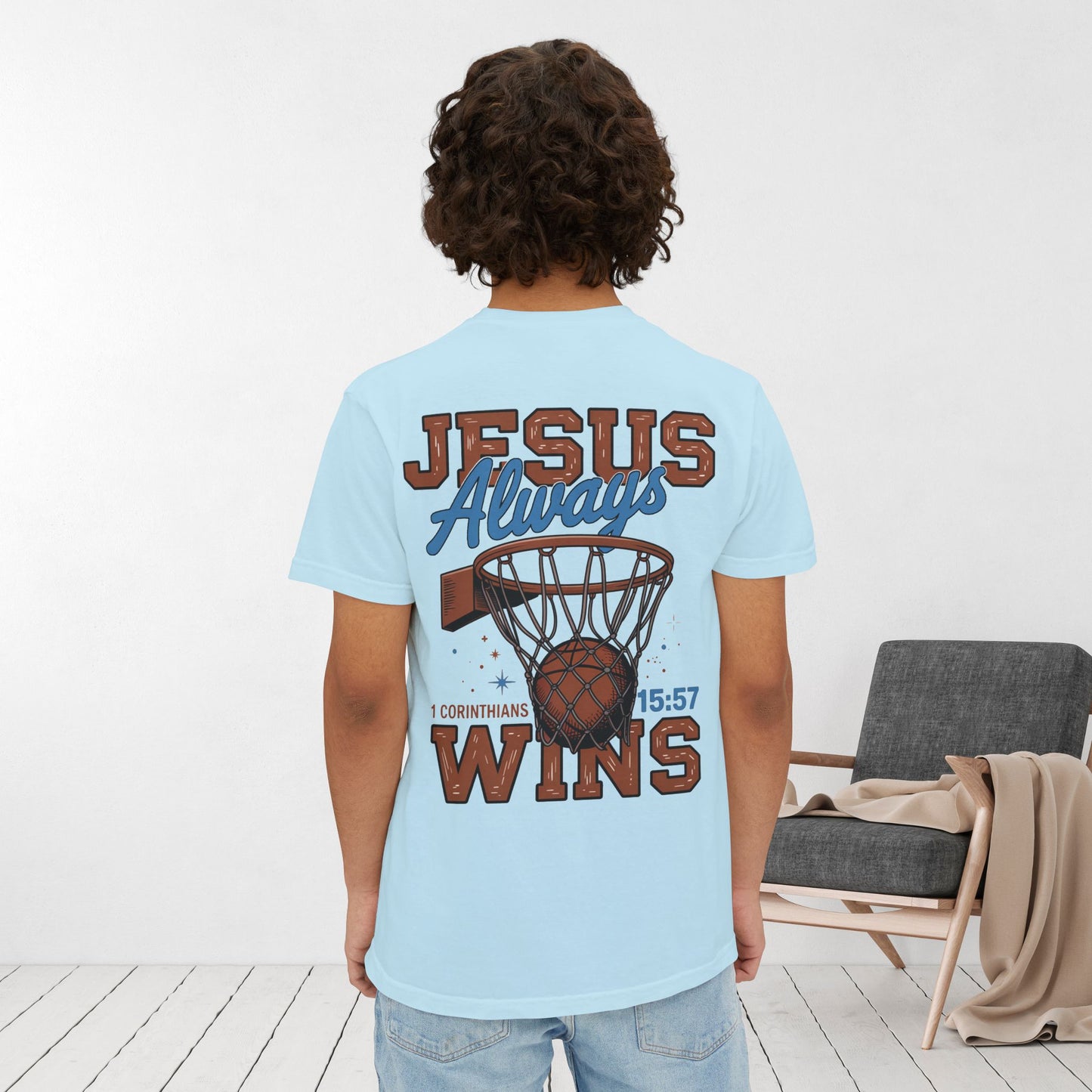 Jesus Always Wins Comfort Colors Pocket T-Shirt