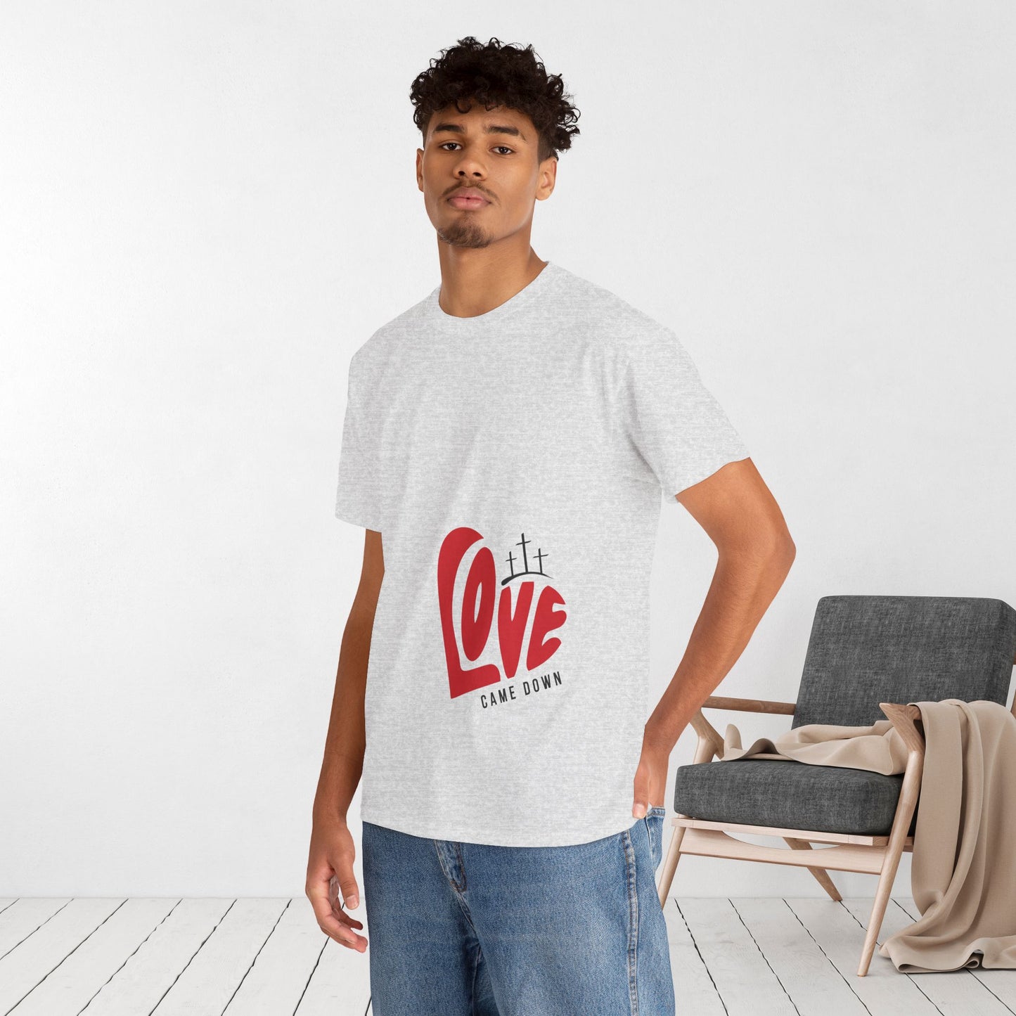 Love Came Down Heavy Cotton Tee - Luke 2:11