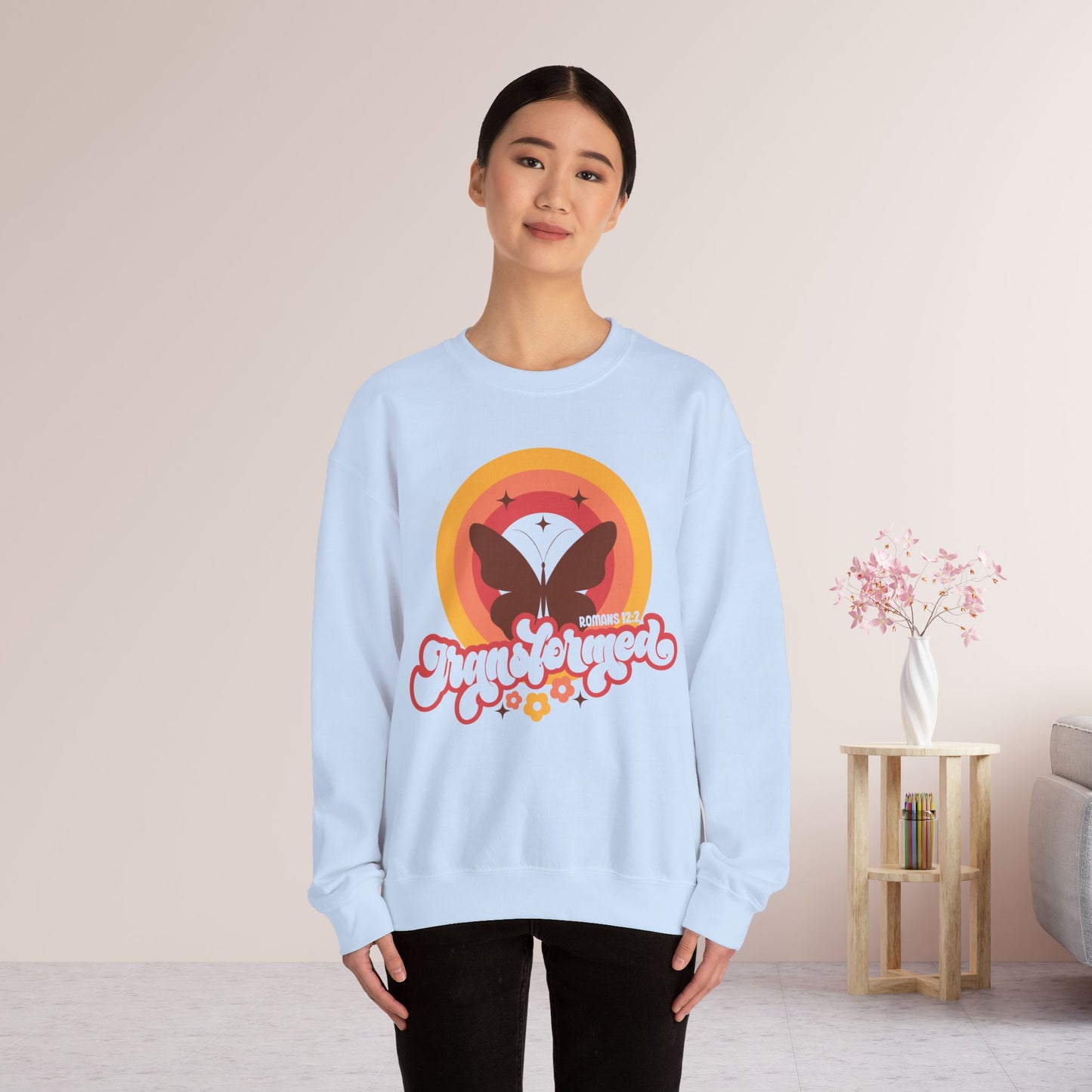 Transformed Sweatshirt - Romans 12:2 Bible Verse Sweatshirt