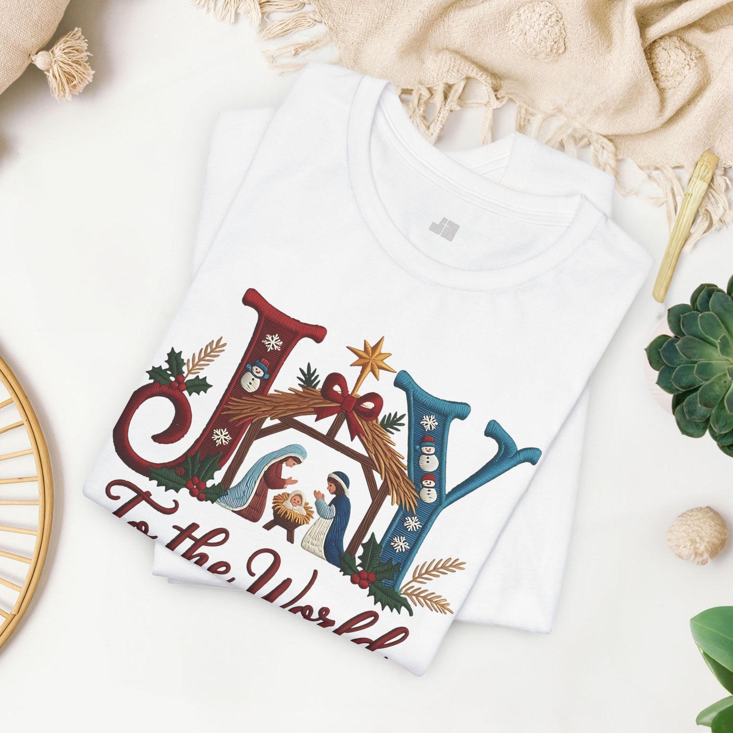 Joy to The World Soft Cotton Tee - Christian Christmas Shirt