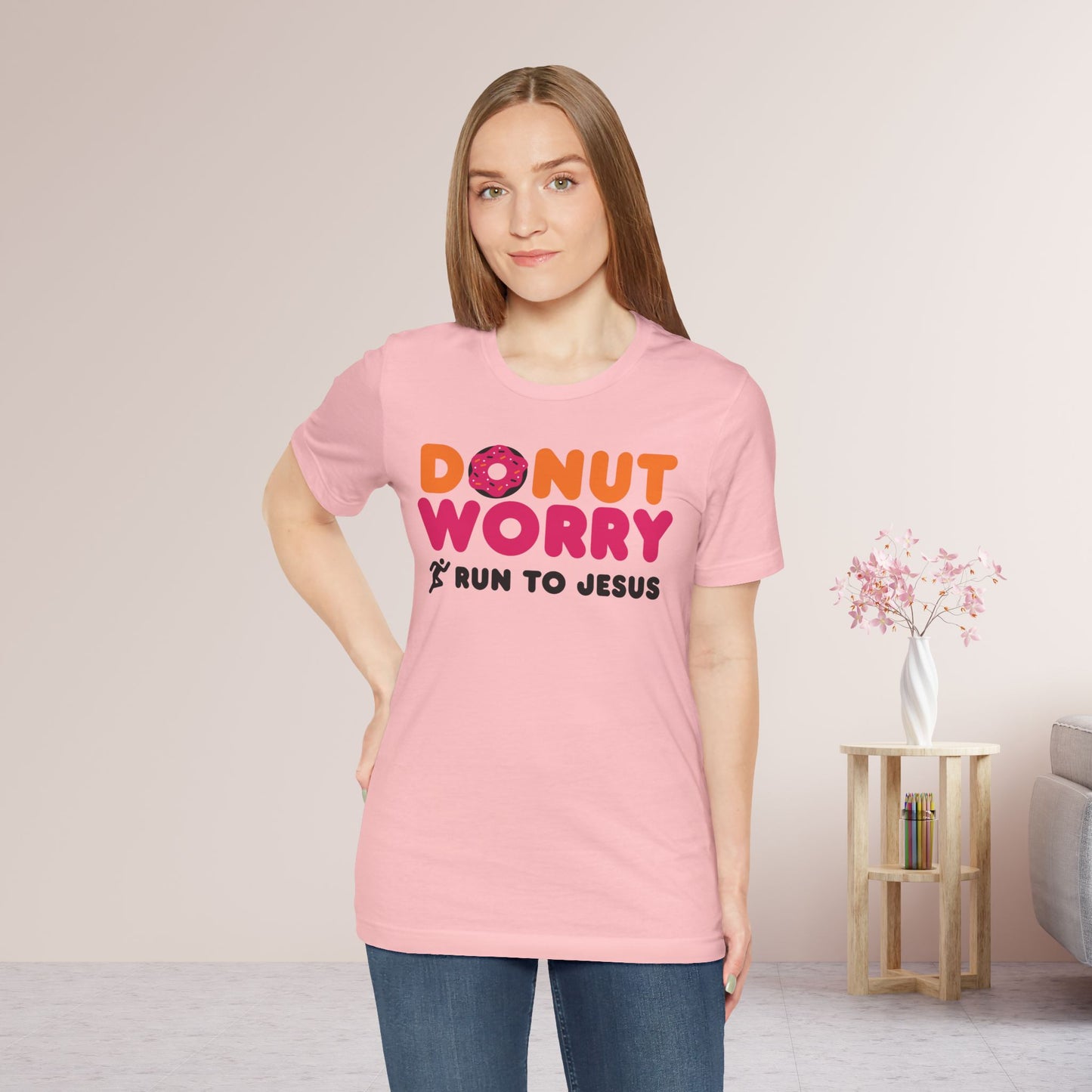 Donut Worry Run to Jesus Soft Cotton Tee