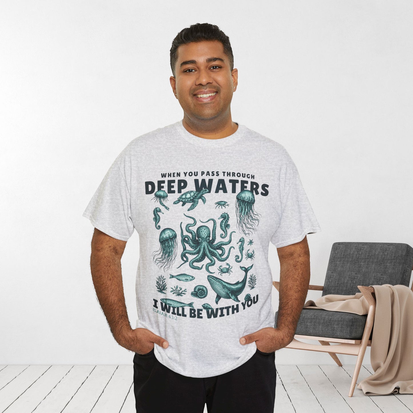 I Will Be With You Heavy Cotton Tee - Isaiah 43:2