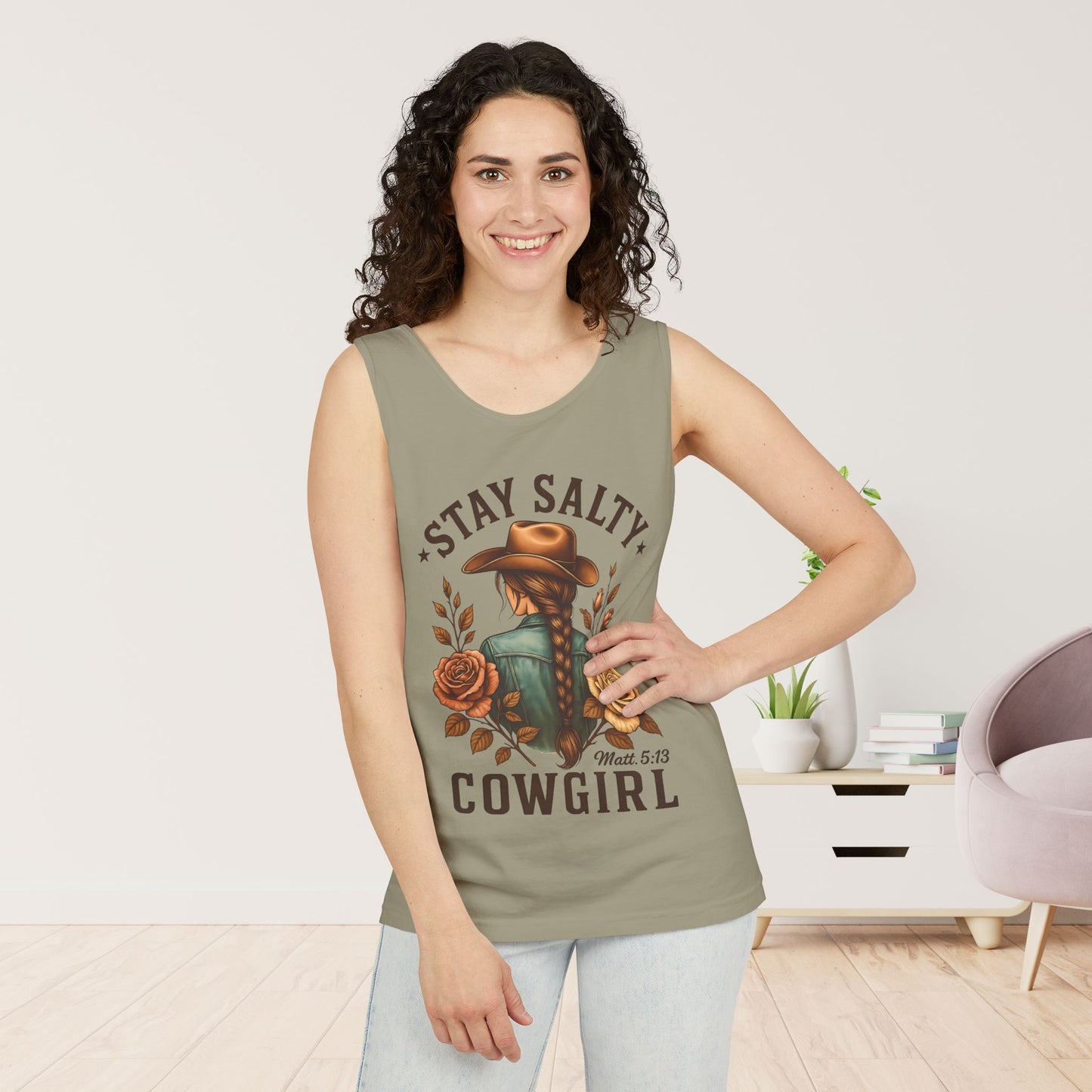 Stay Salty Cowgirl Comfort Colors Garment-Dyed Tank Top