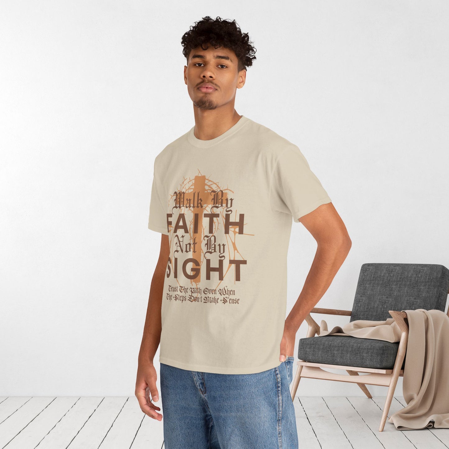 Walk by Faith Not by Sight Heavy Cotton Tee