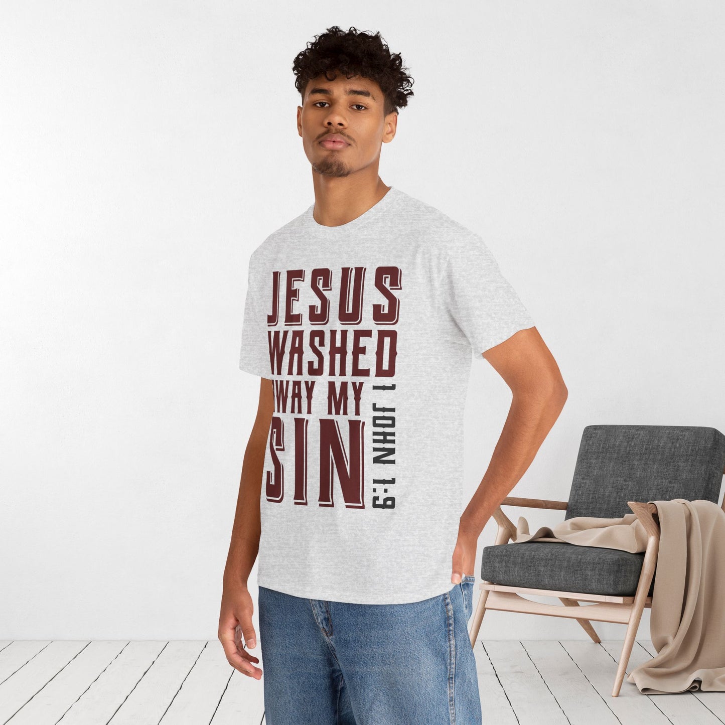 Jesus Washed Away My Sin Heavy Cotton Tee