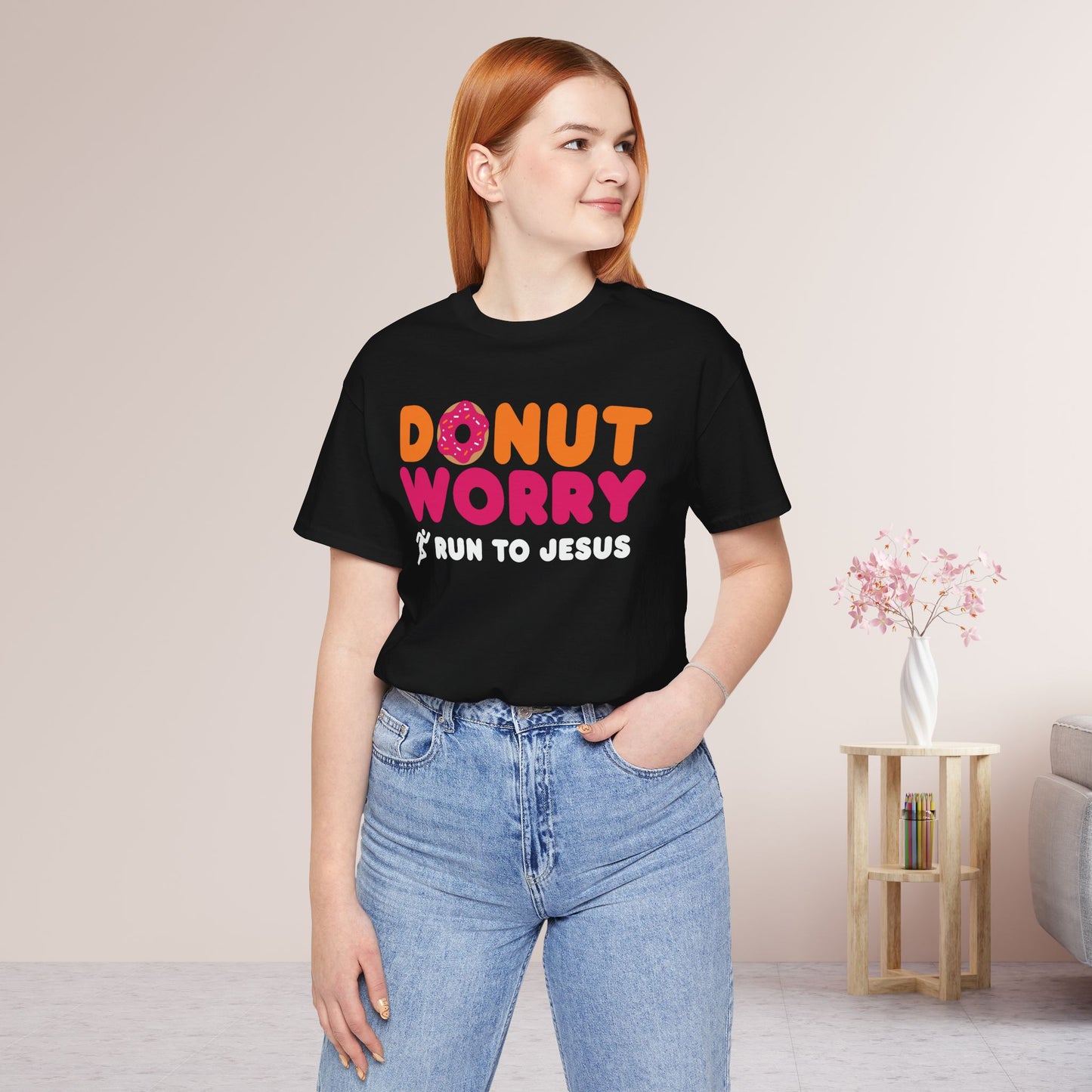 Donut Worry Run to Jesus Soft Cotton Tee