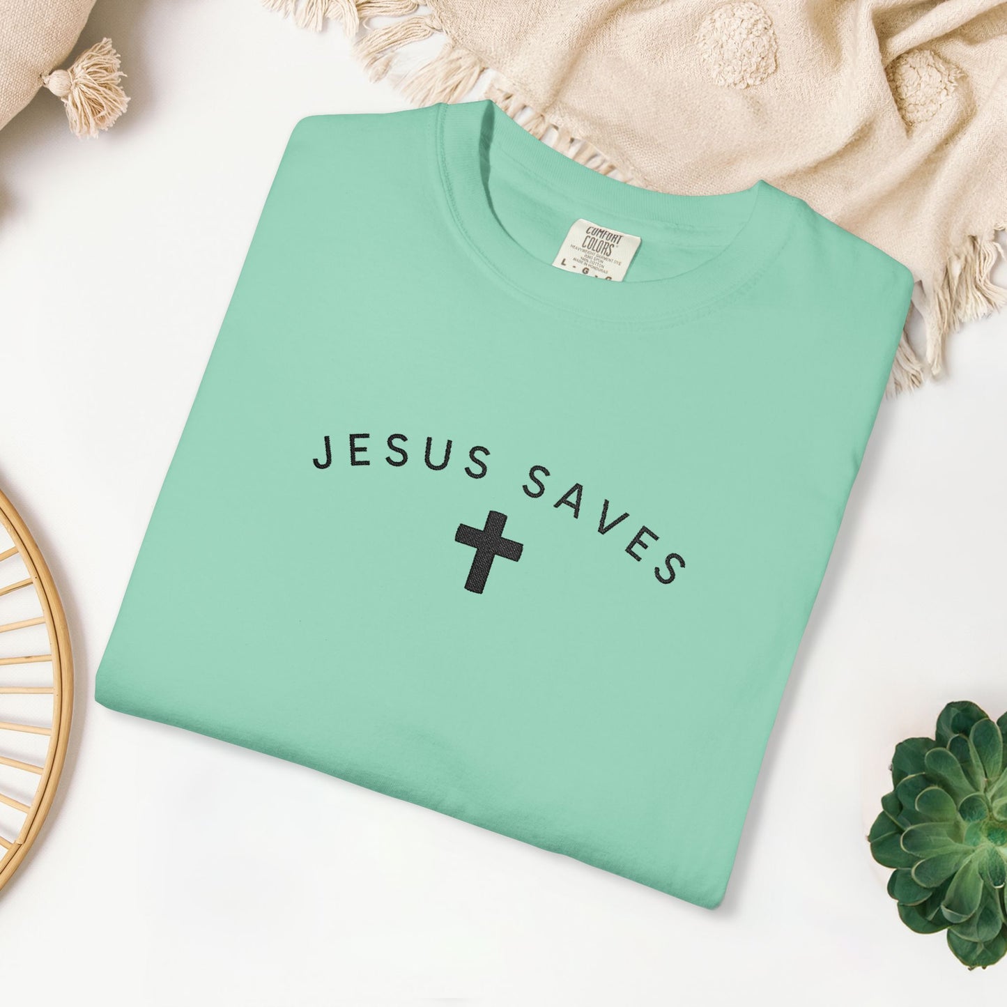 Embroidered Jesus Saves Comfort Colors Shirt