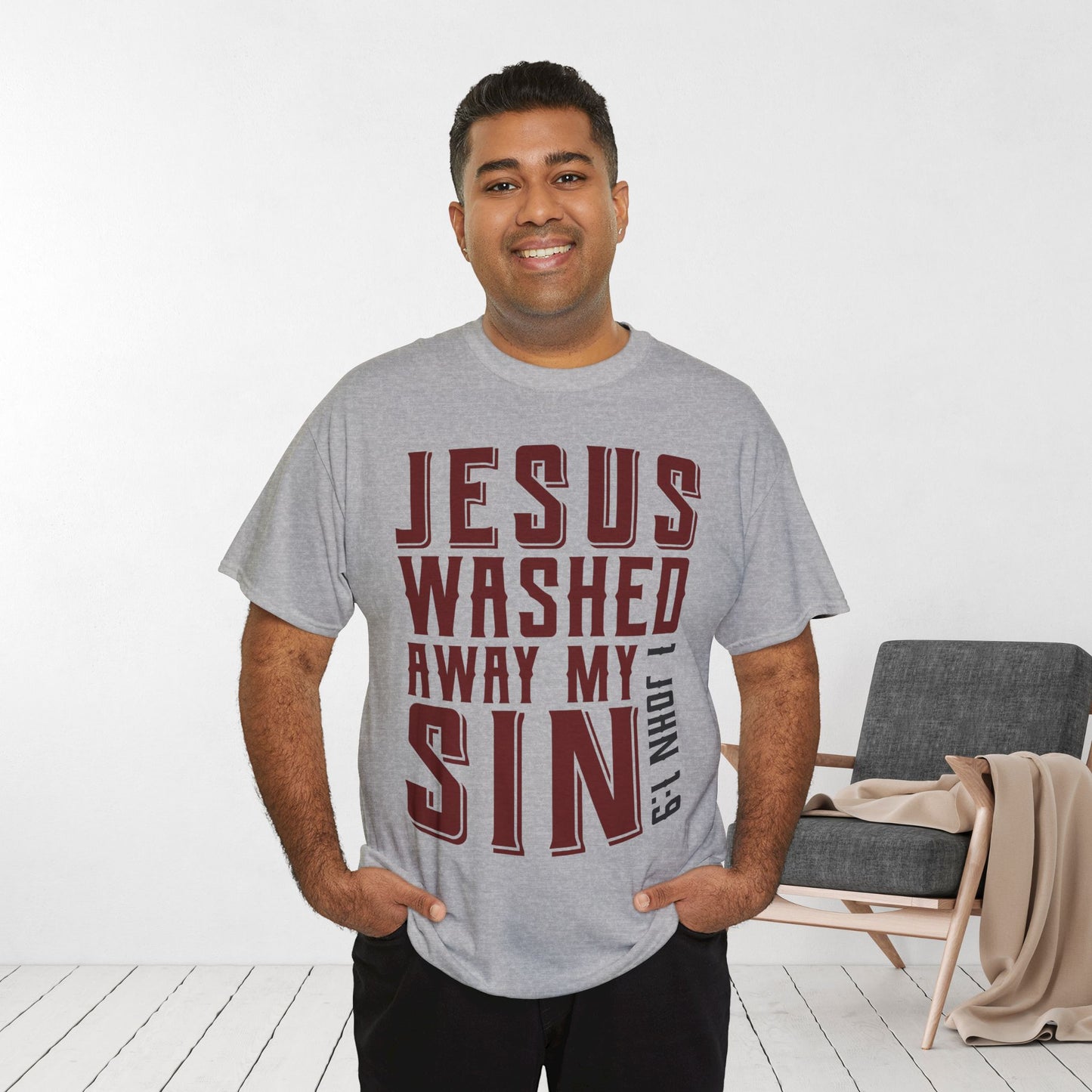 Jesus Washed Away My Sin Heavy Cotton Tee