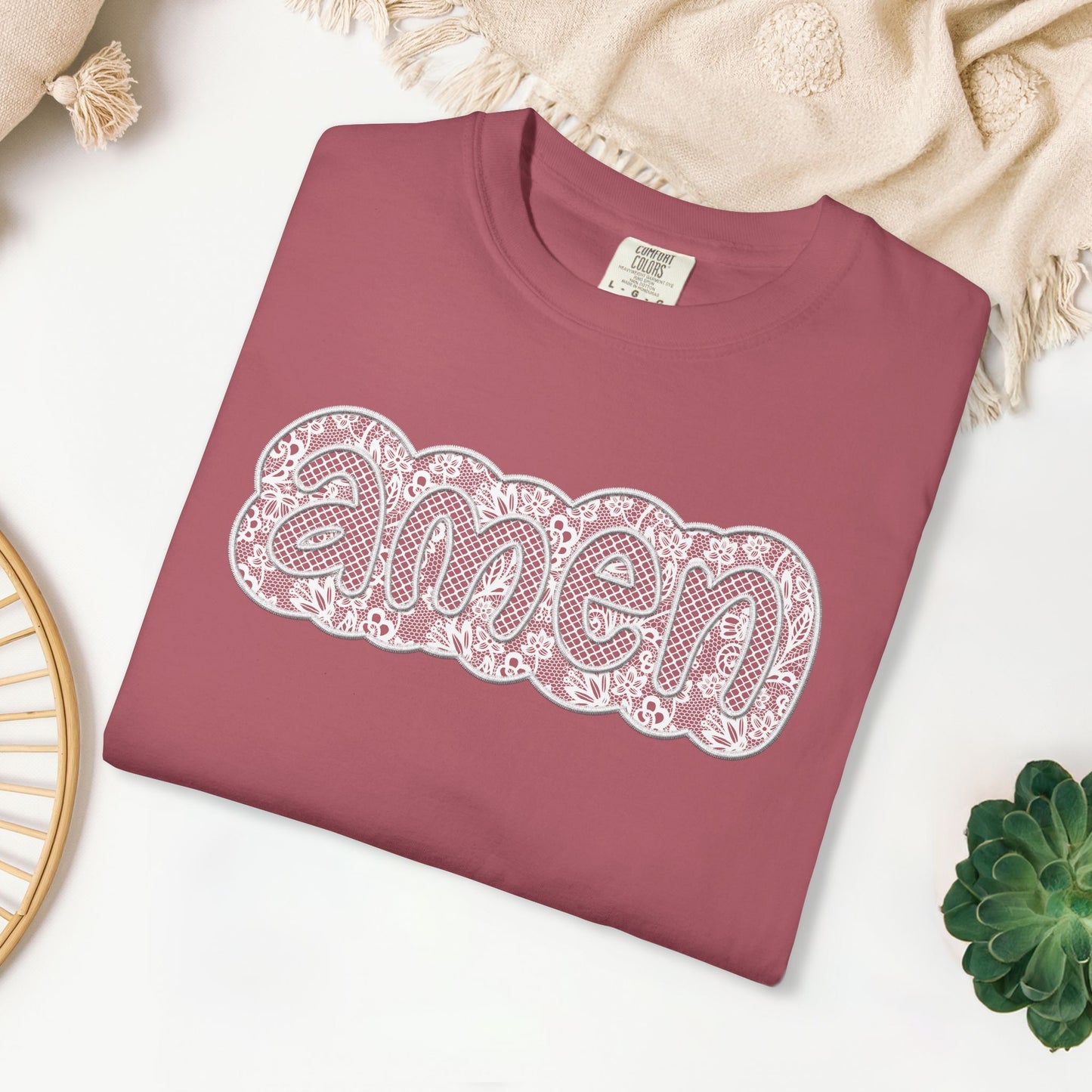 Amen Comfort Colors Shirt - Printed Lace Design