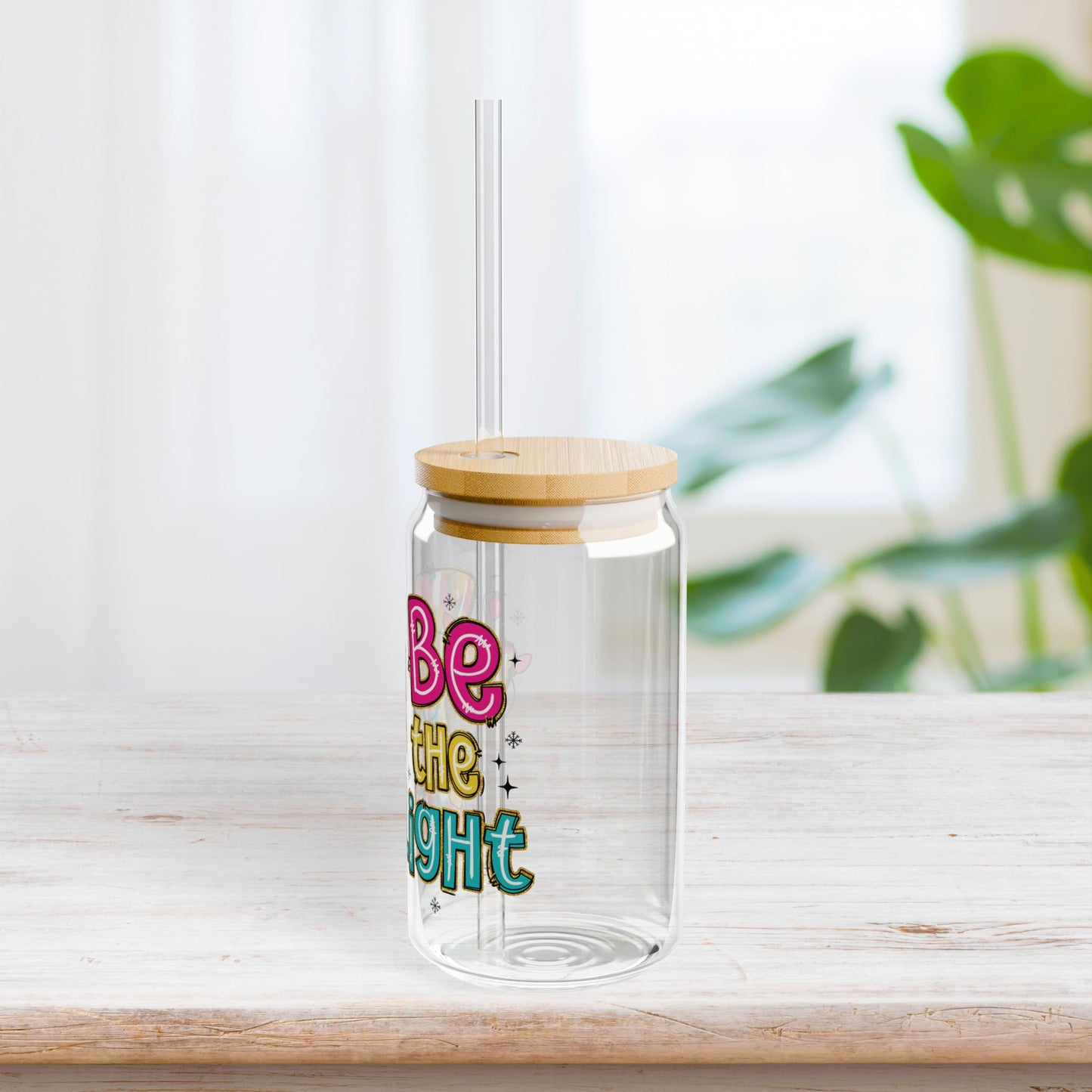 Be The Light Sipper Glass with Bamboo Lid & Straw - 16 oz