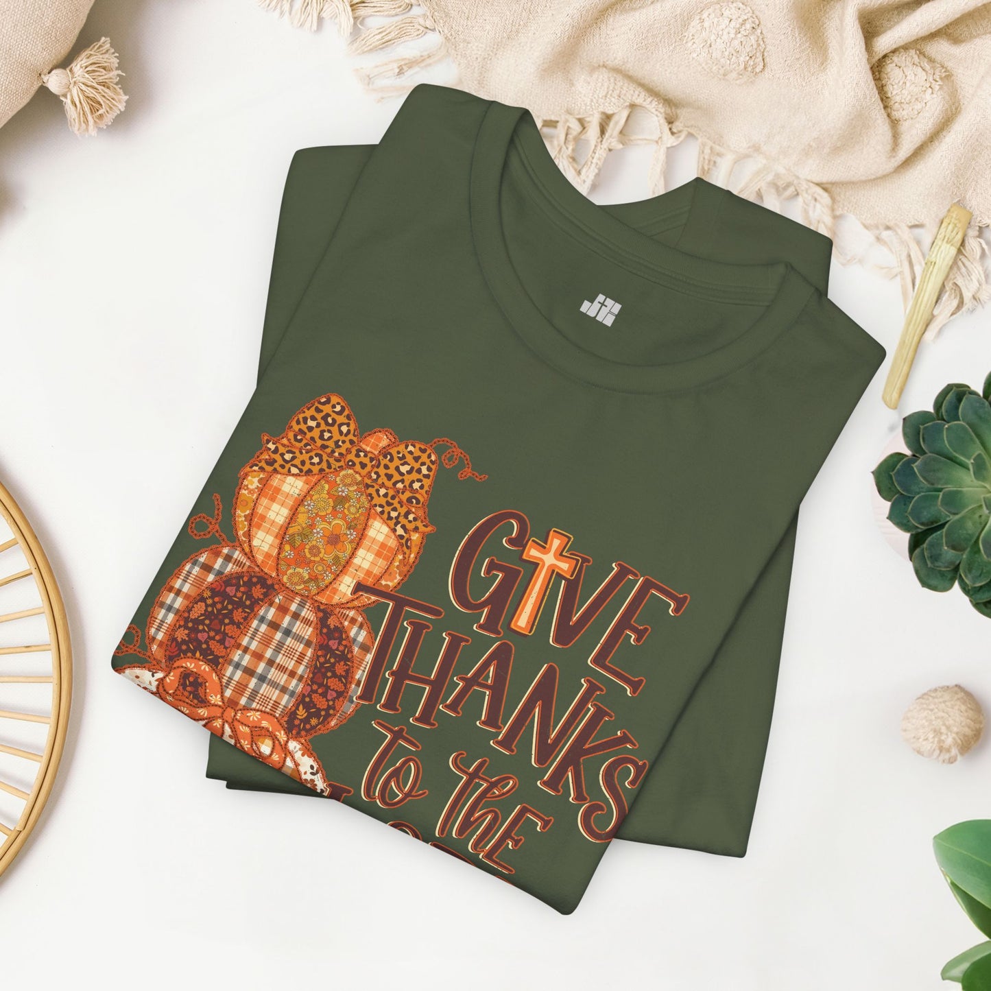 Give Thanks to The Lord Soft Cotton Tee - Fall Christian Tee