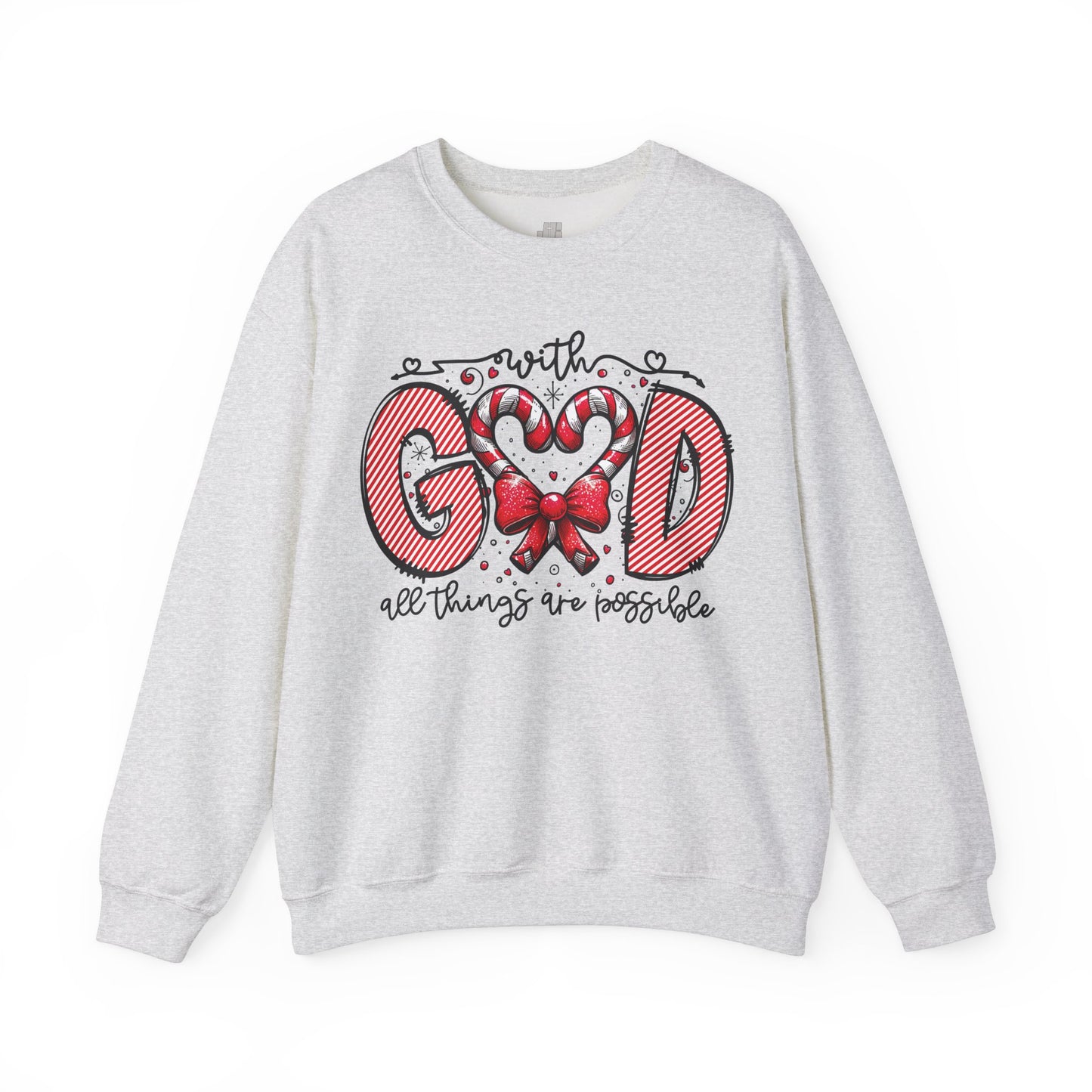 With God All Things Are Possible Christmas Sweatshirt - Christian Crewneck Pullover