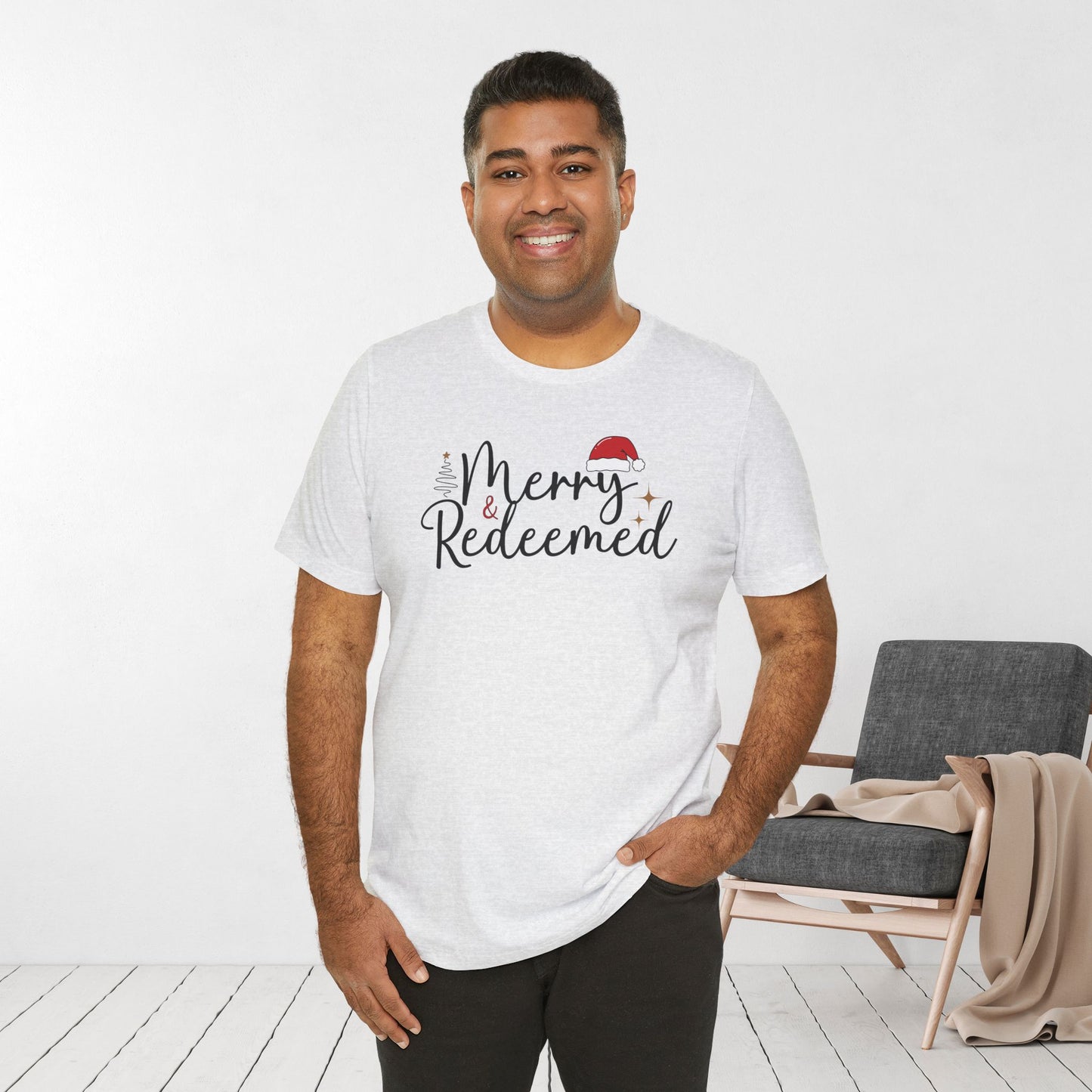 Merry & Redeemed Soft Cotton Tee - Christian Christmas Shirt