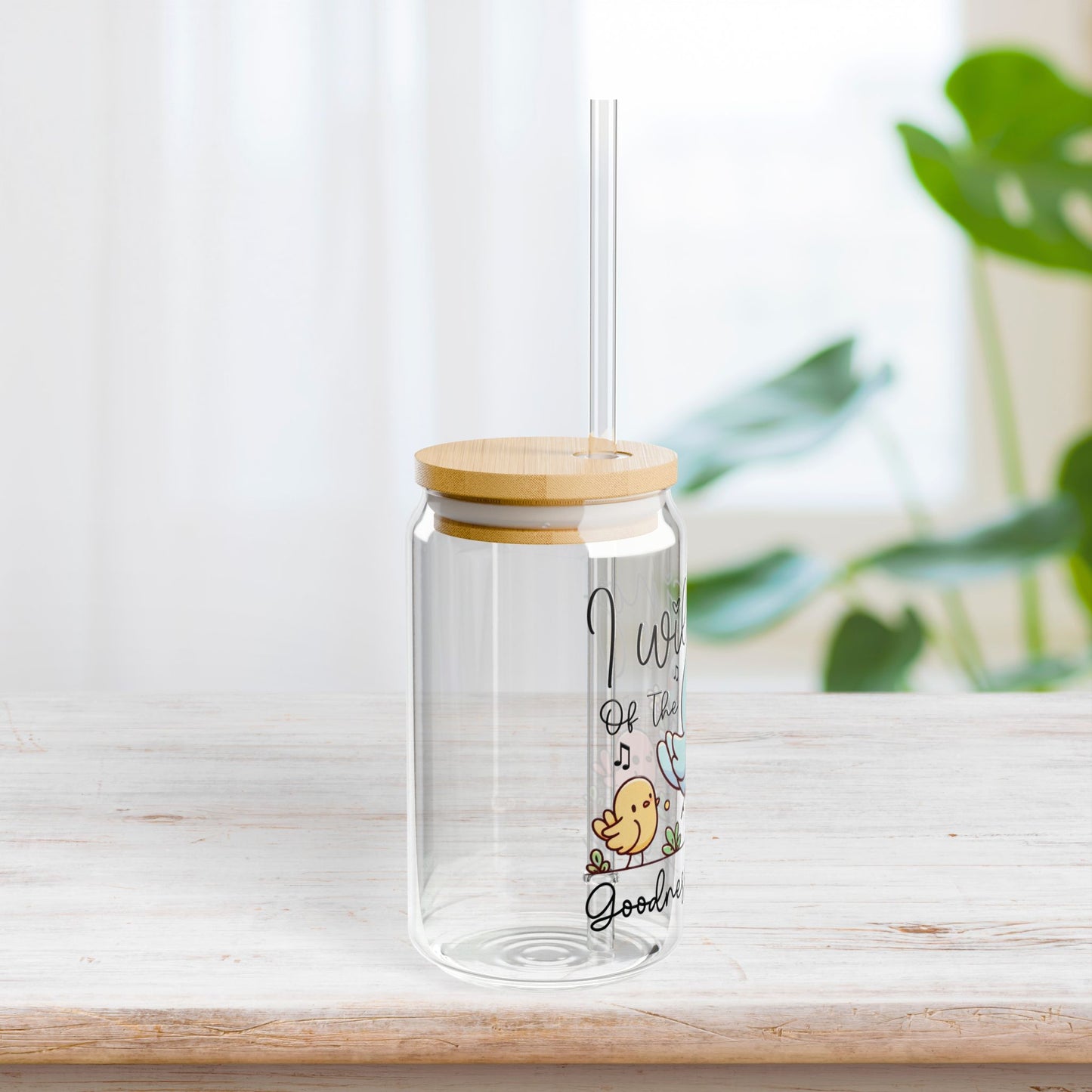Goodness of God Sipper Glass with Bamboo Lid & Straw - 16 oz