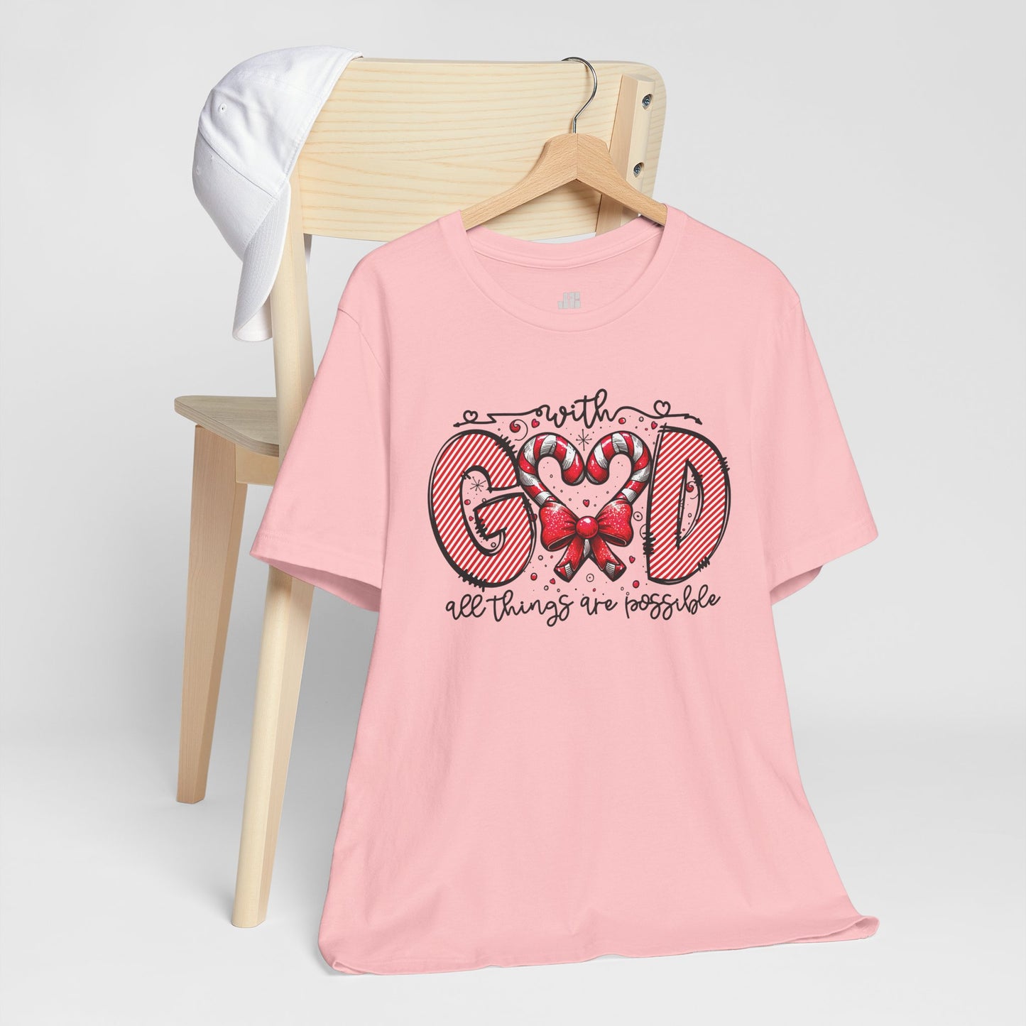With God All Things Are Possible Christmas Soft Cotton Tee - Christian Shirt
