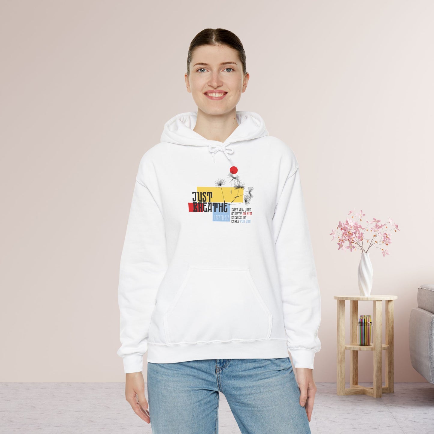 Just Breathe 1 Peter 5:7 Hoodie