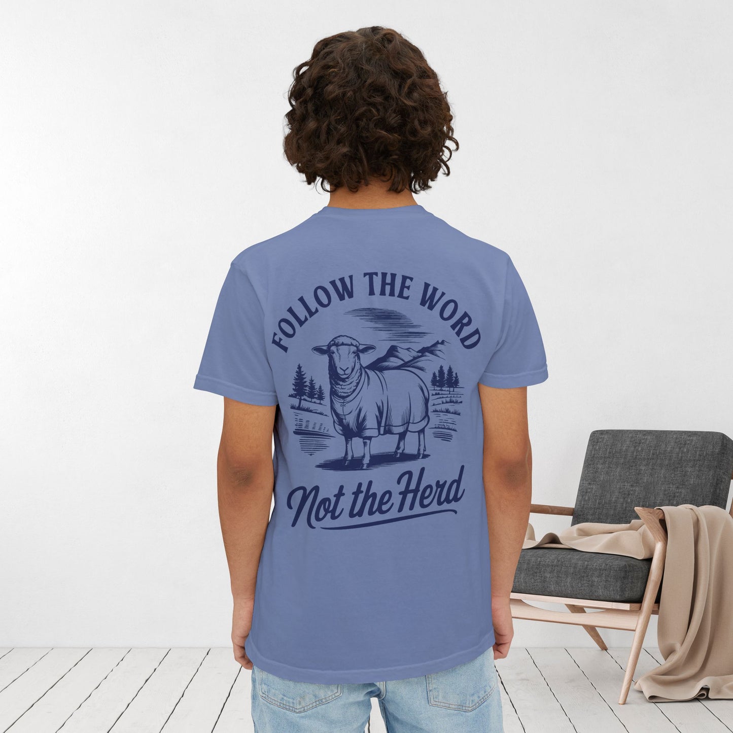 Follow the Word Not the Herd Comfort Colors Pocket T-Shirt