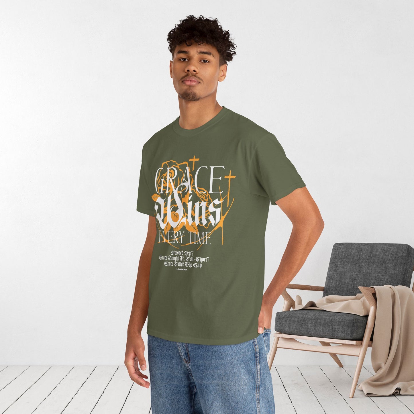 Grace Wins Every Time Heavy Cotton Tee