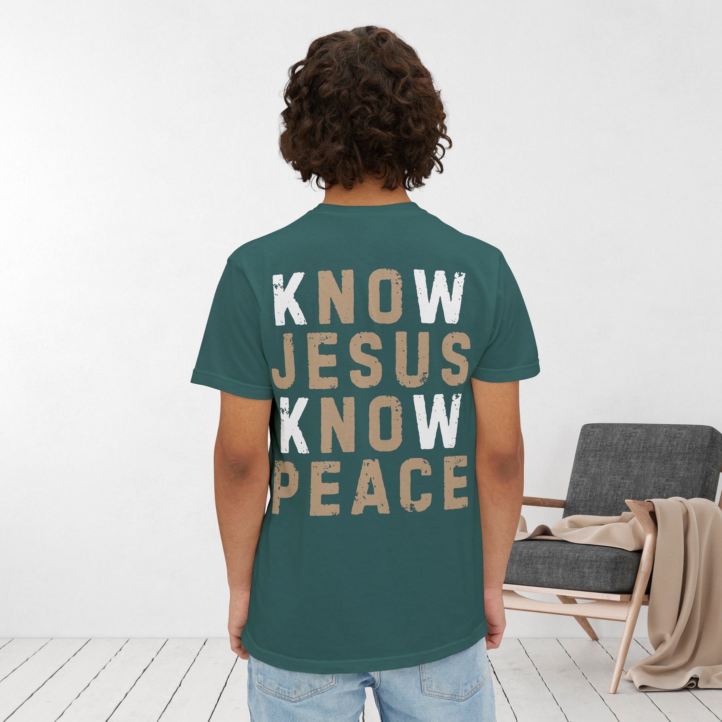 Know Jesus Know Peace Comfort Colors Pocket T-Shirt