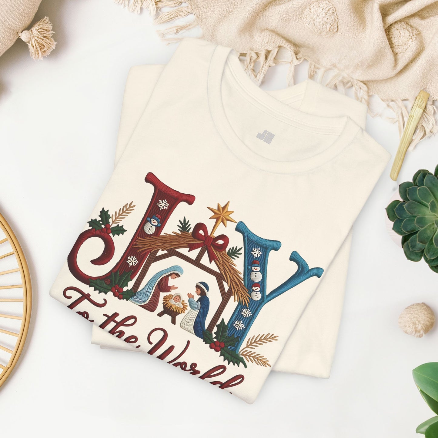 Joy to The World Soft Cotton Tee - Christian Christmas Shirt