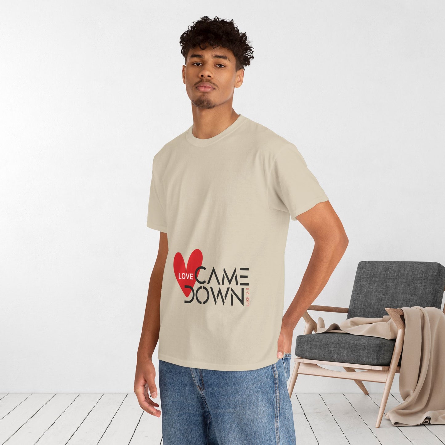 Love Came Down Heavy Cotton Tee - Luke 2:11