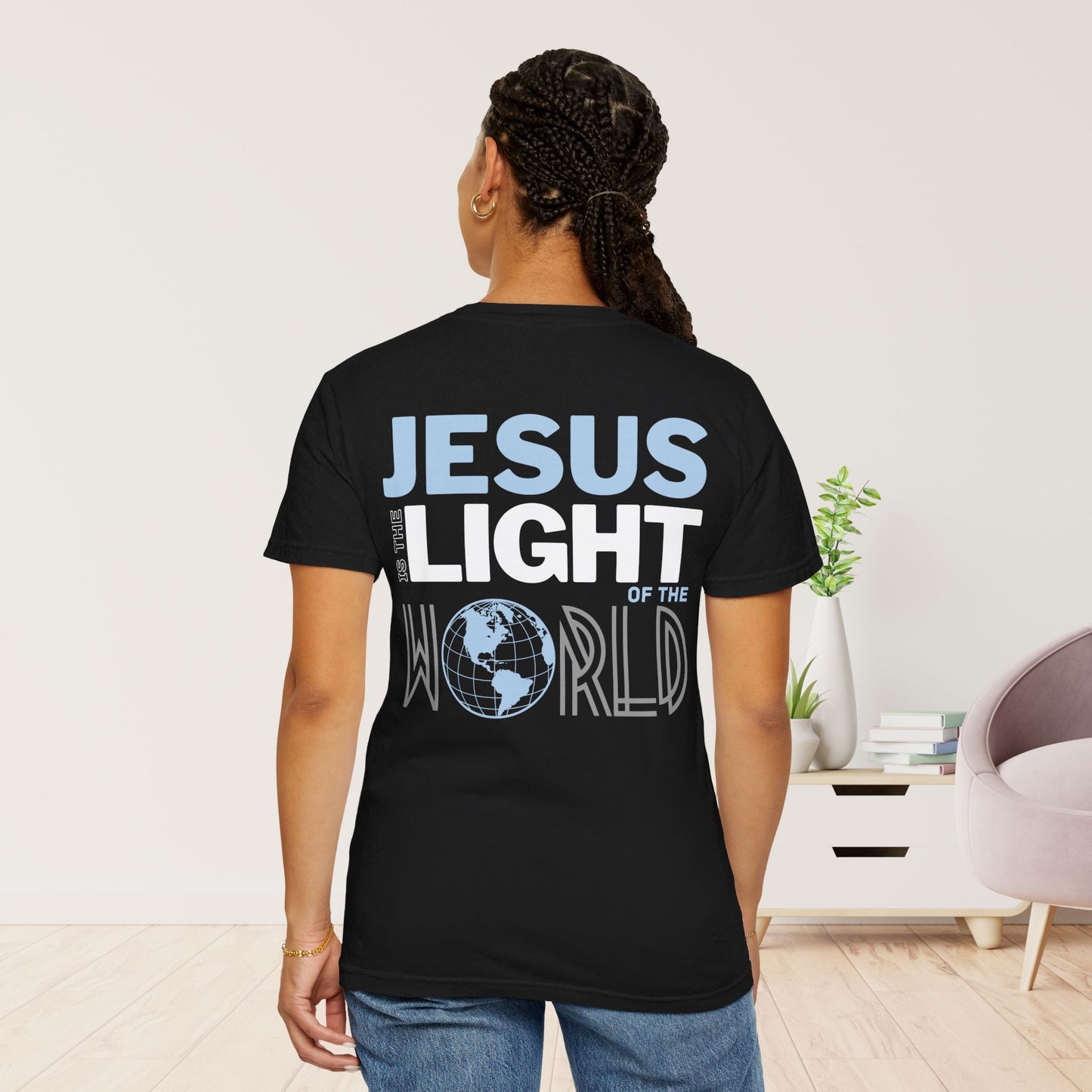 Jesus is the Light of the World Comfort Colors Shirt - John 8:12 Bible Verse Christian Shirt