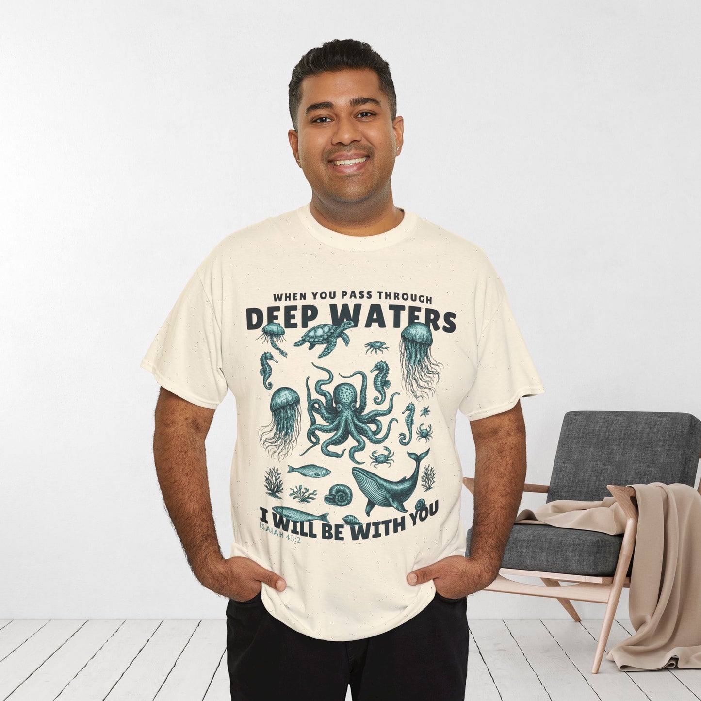 I Will Be With You Heavy Cotton Tee - Isaiah 43:2