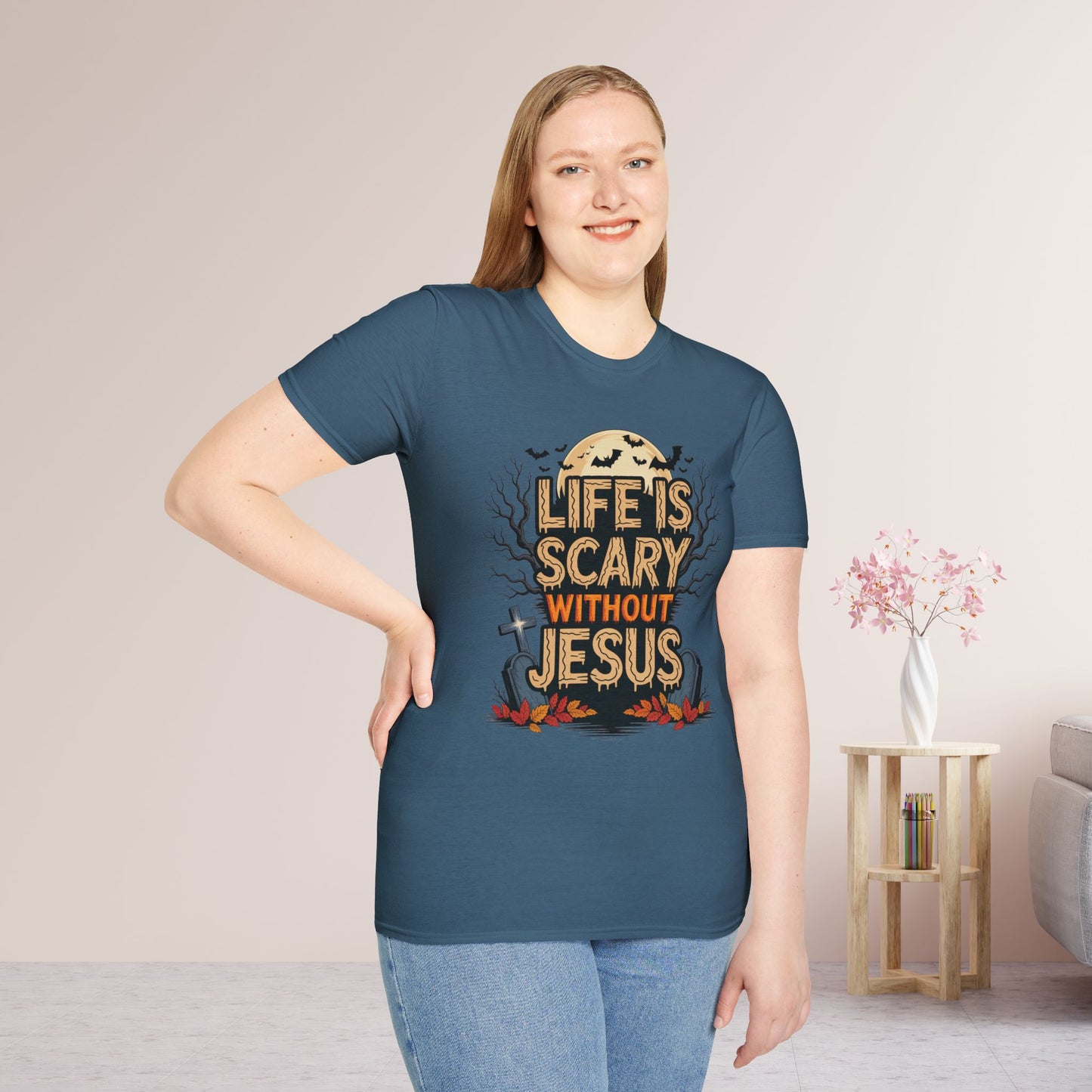 Life is Scary Without Jesus Softstyle T-shirt